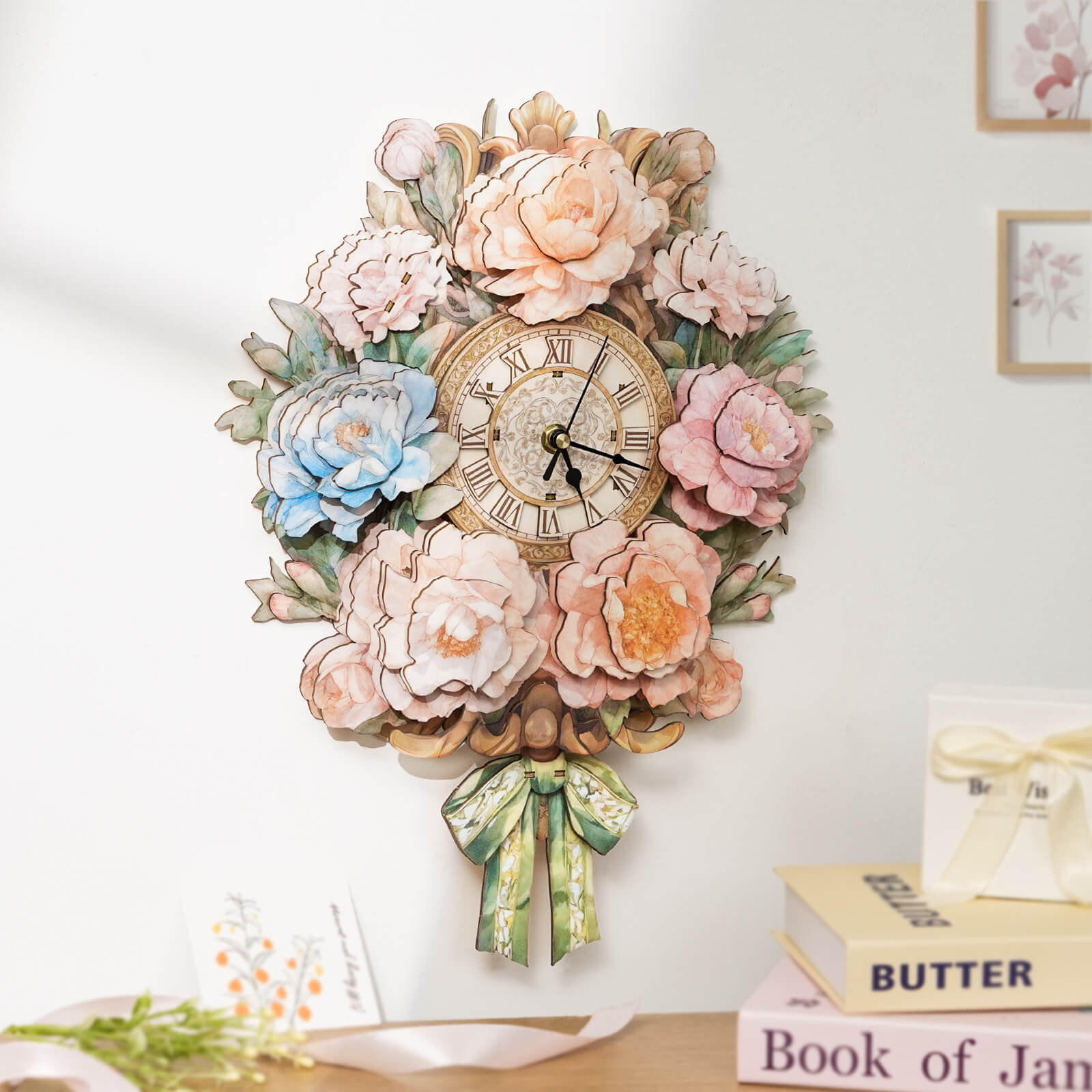 Bouquetâ€“ DIY Wooden Clock, 3D Puzzle Craft Kit