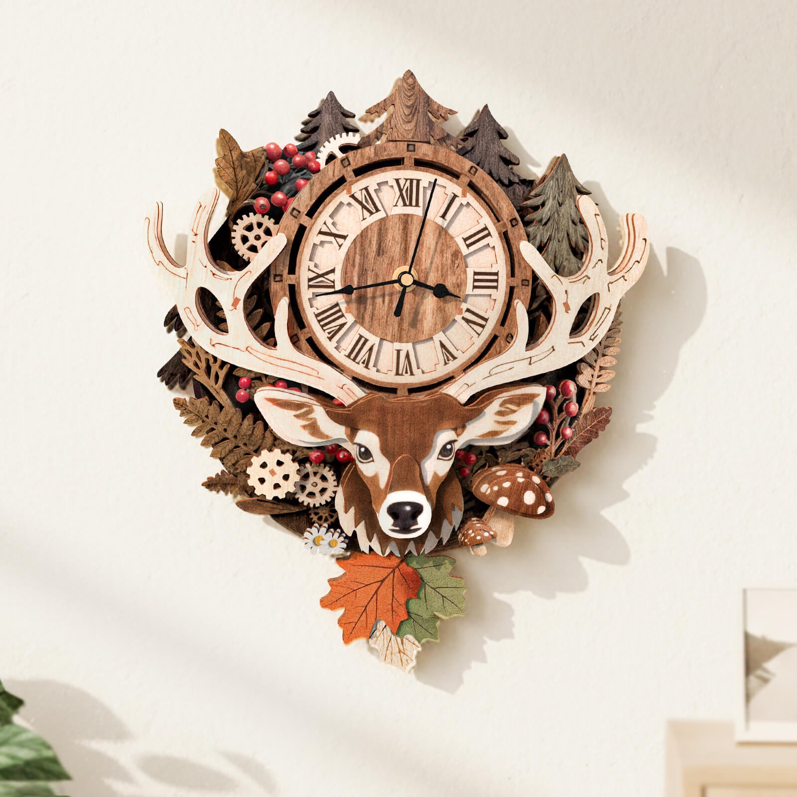 Reindeerâ€“ DIY Wooden Clock, 3D Puzzle Craft Kit