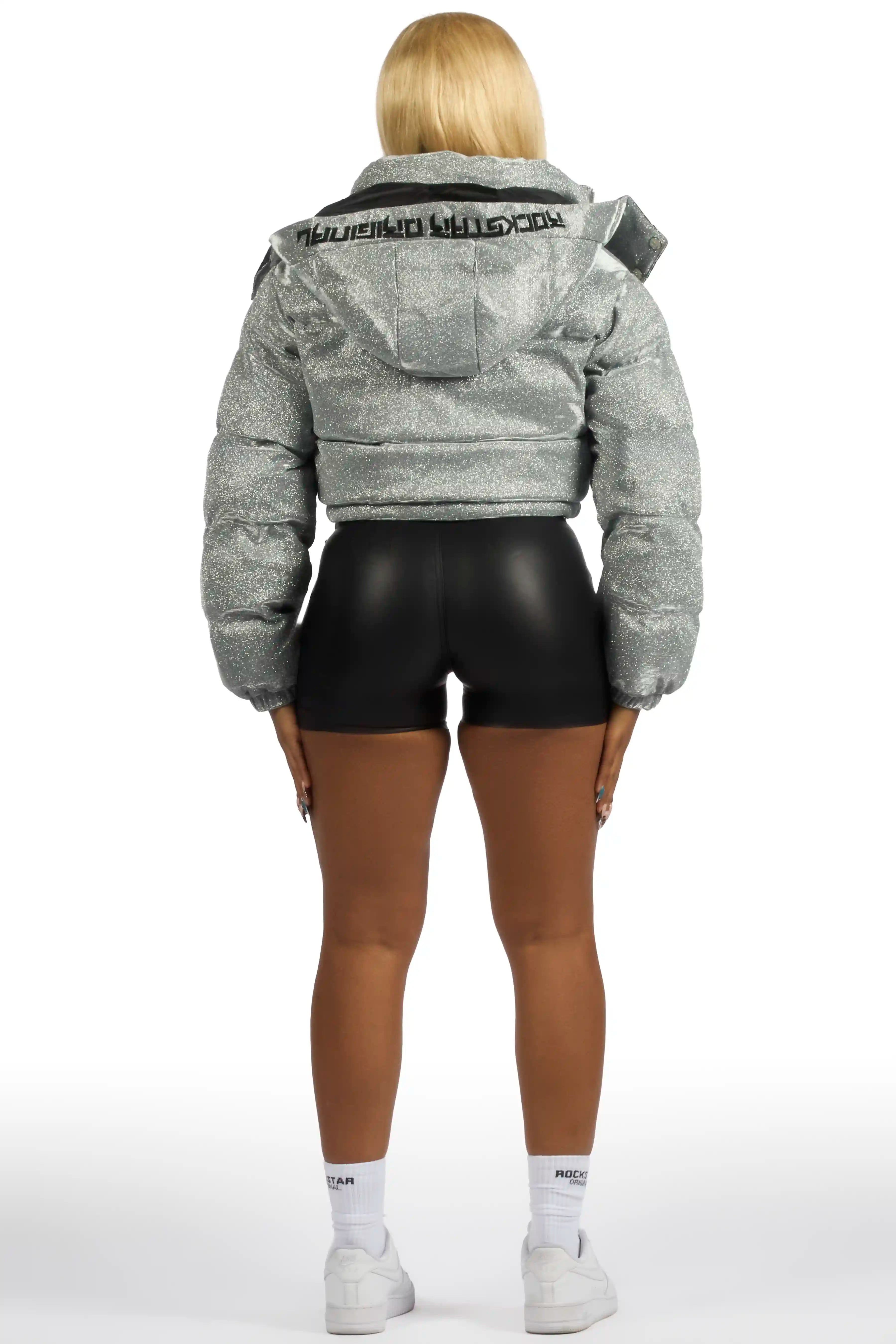 Meranda Silver Glitter Puffer Jacket