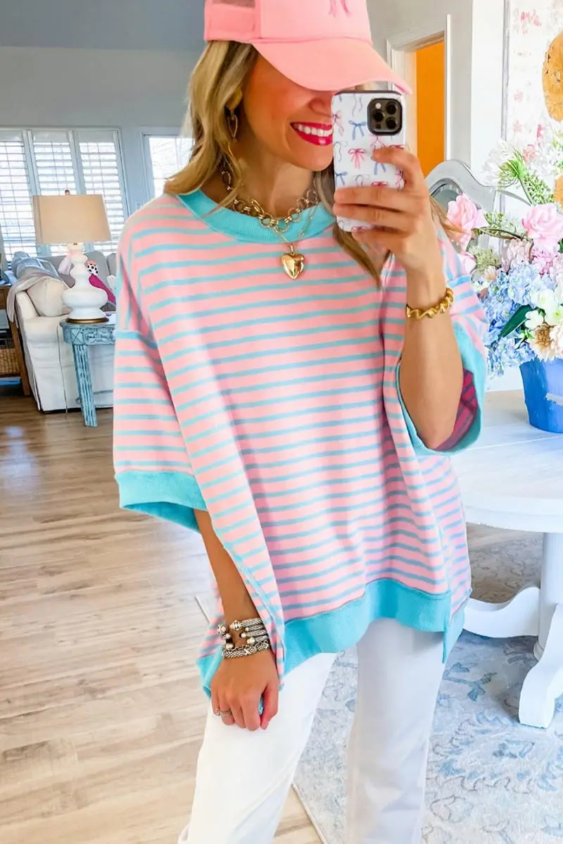 Womens Oversized Striped Color Block Tees (Just $3 Each!)