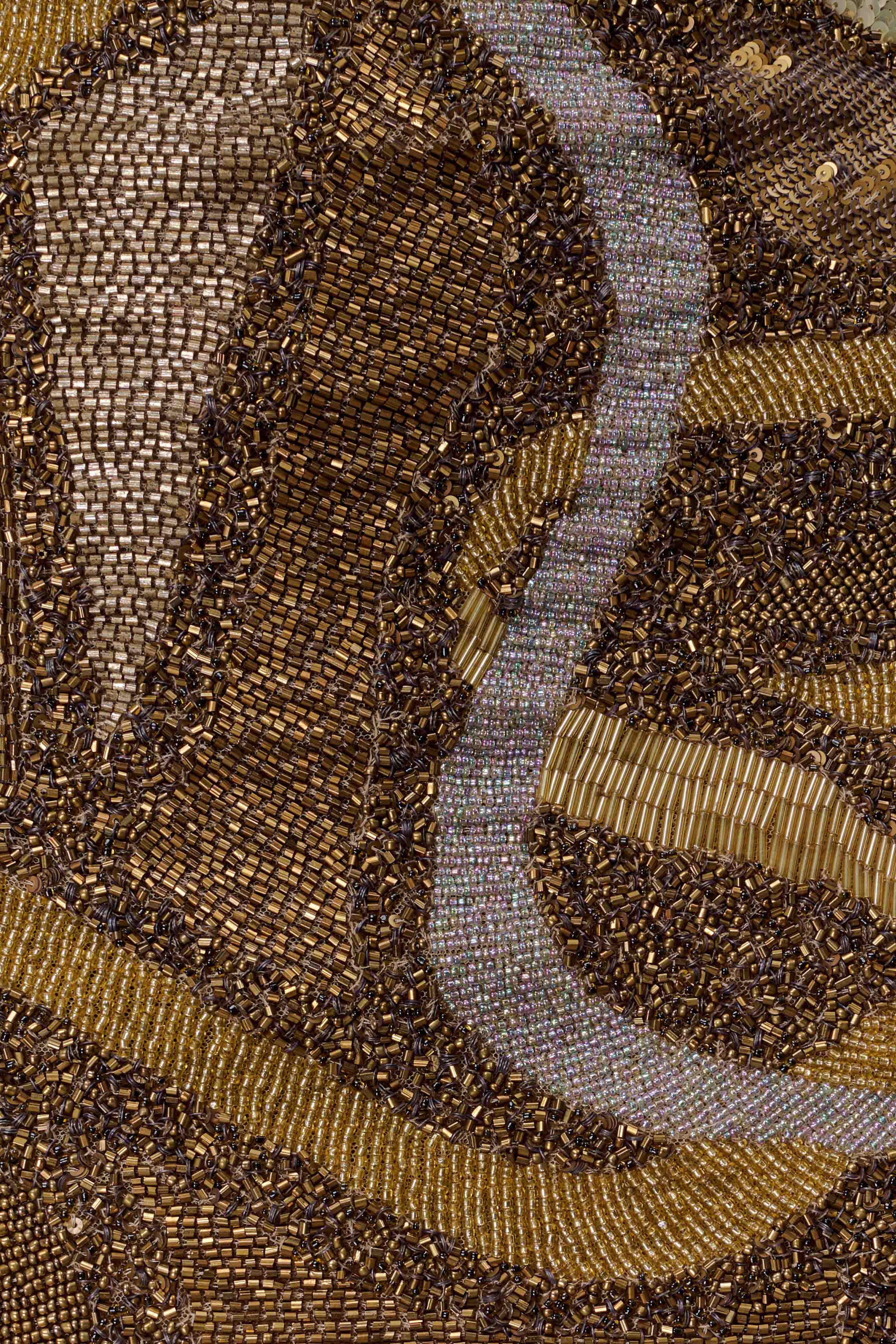 Gold Hand Beaded Abstract Mini Skirt