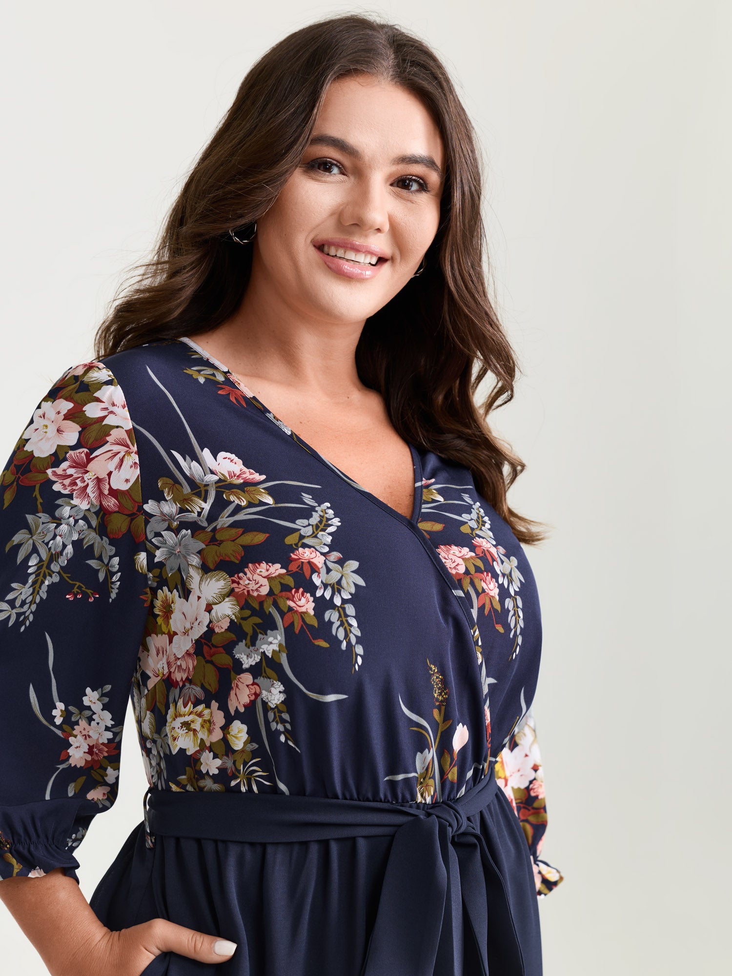 Floral Contrast Belted Wide-Leg Jumpsuit