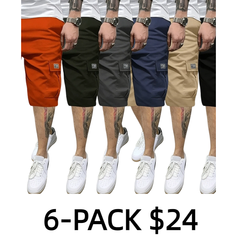 Men’s Summer Lightweight 3-Pack Cargo Shorts with Multiple Pockets