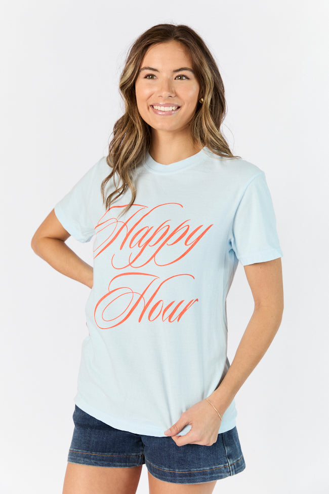 Happy Hour Light Blue Comfort Color Graphic Tee