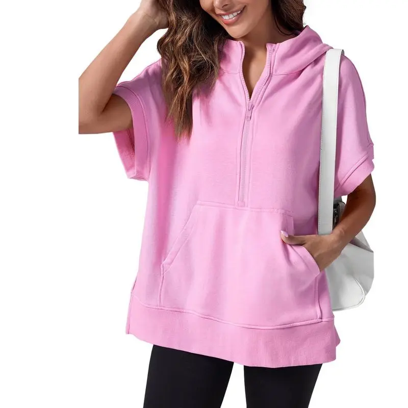 Womens Oversized Half Zip Hoodies with Pockets