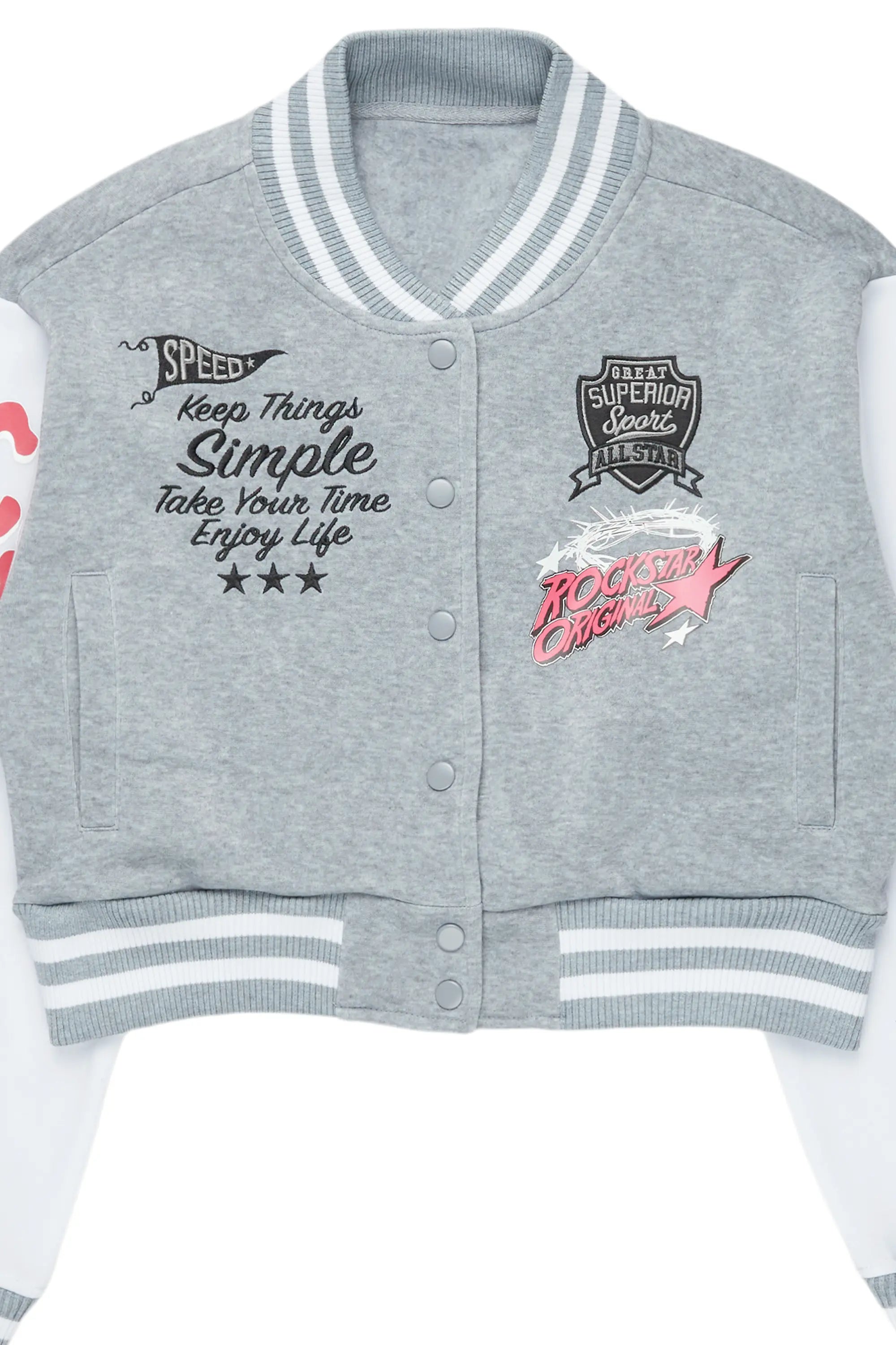 Tashara Heather Grey Varsity Jacket