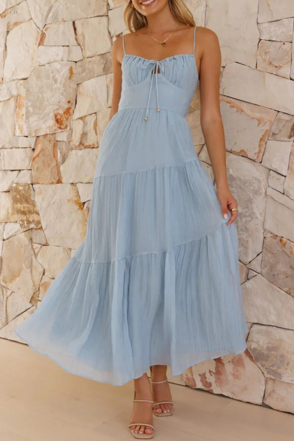 Smocked Back Midi Cami Dress