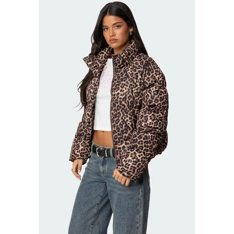 Leopard Printed Puffer Jacket