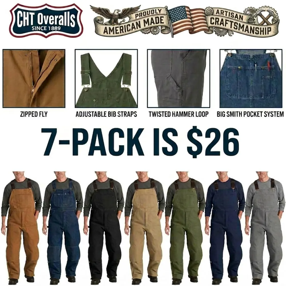 💥Last Day 50% SALE OFF 💥Promotion ! Men's Denim Bib Overalls, Workwear with Adjustable Straps and Convenient Tool Pockets