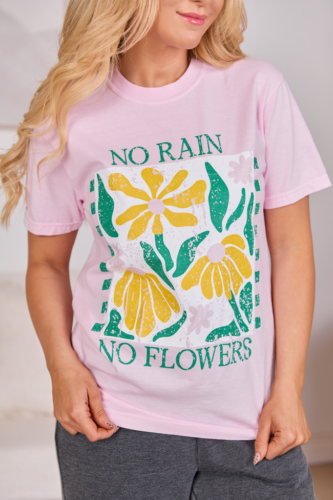 No Rain No Flowers Light Pink Graphic Tee