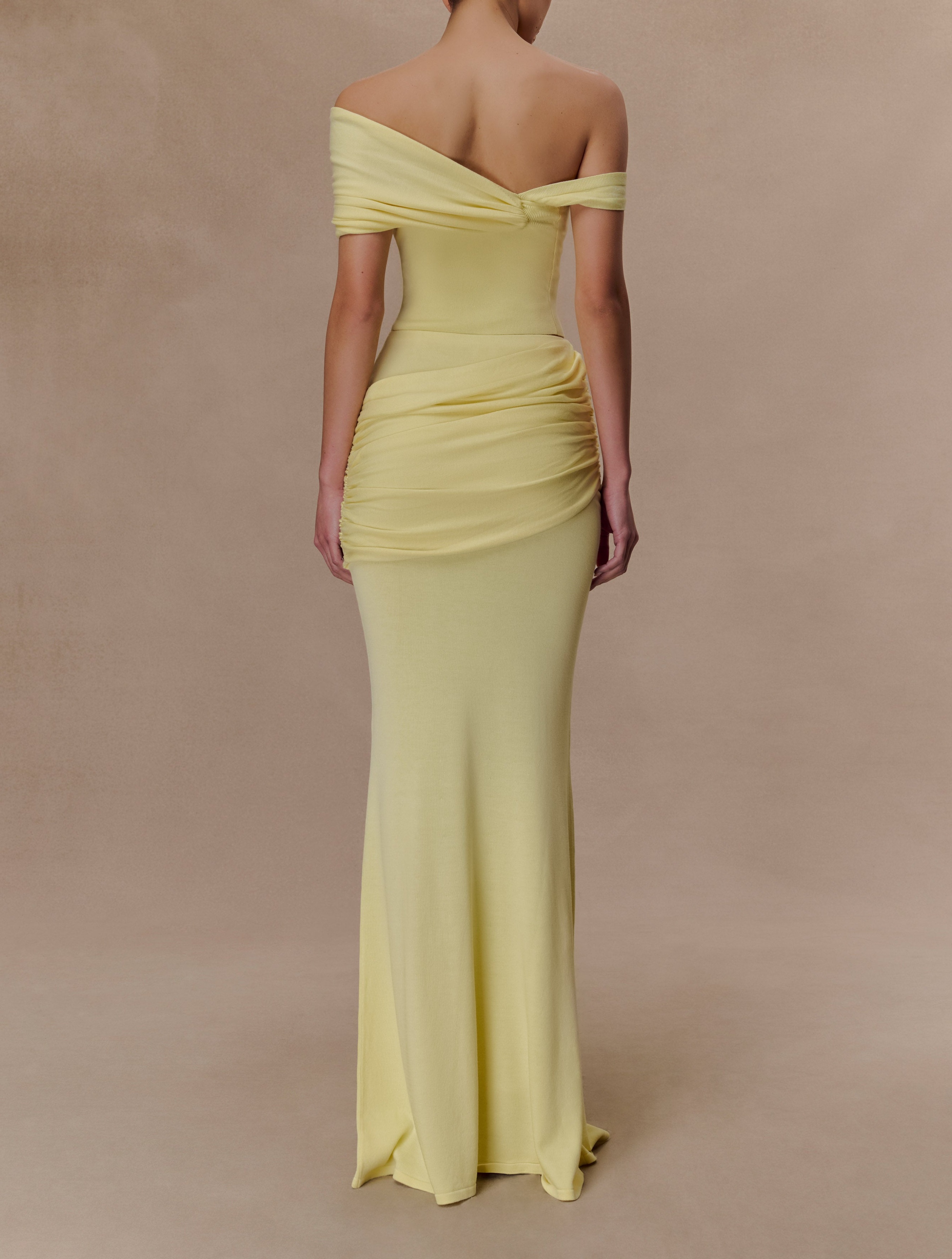 Lemon Gathered Knit Maxi Skirt