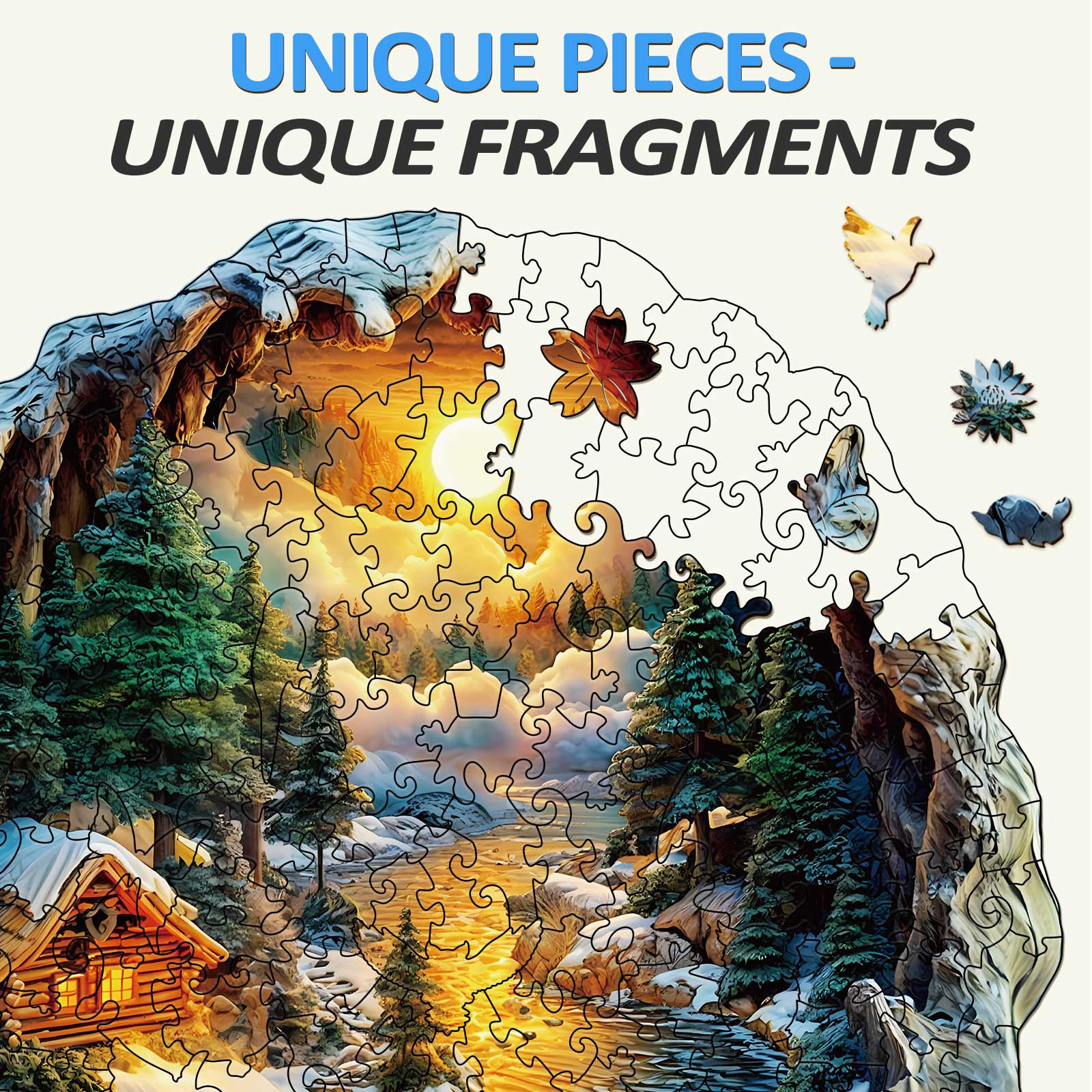 3D Winter Scene Wooden Jigsaw Puzzle