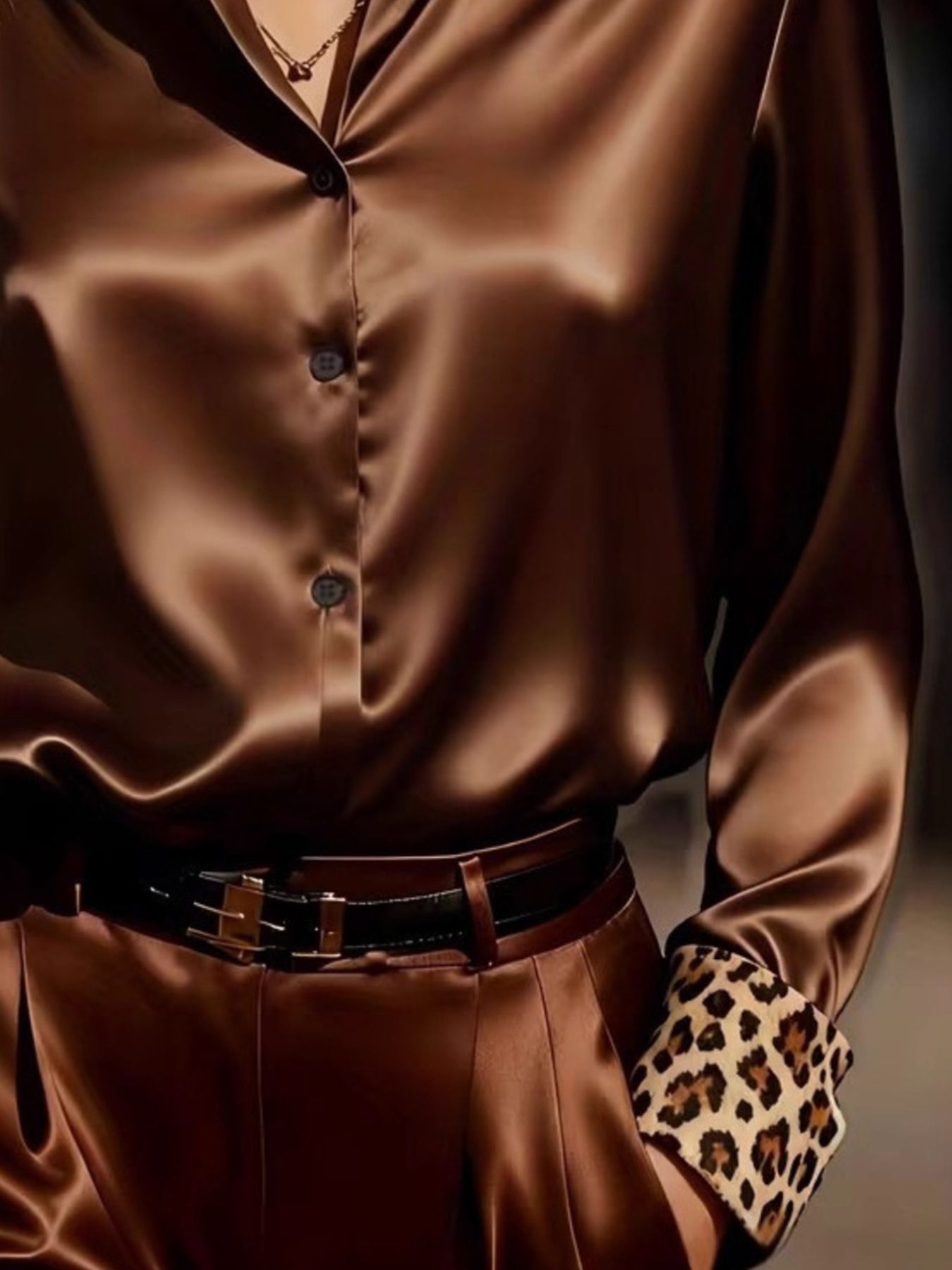 Leopard Button Up Long Sleeve Shirt