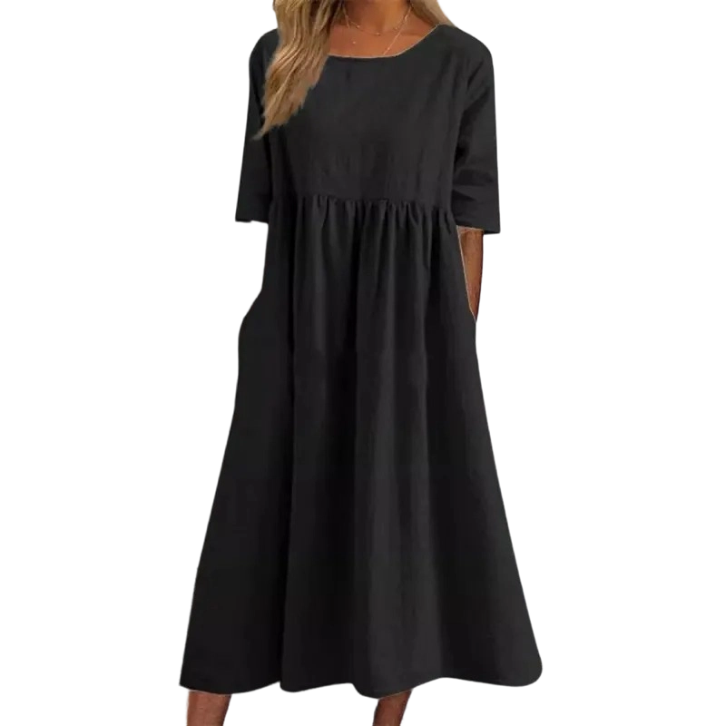 Breezy Cotton-Linen Pocket Dress for Women