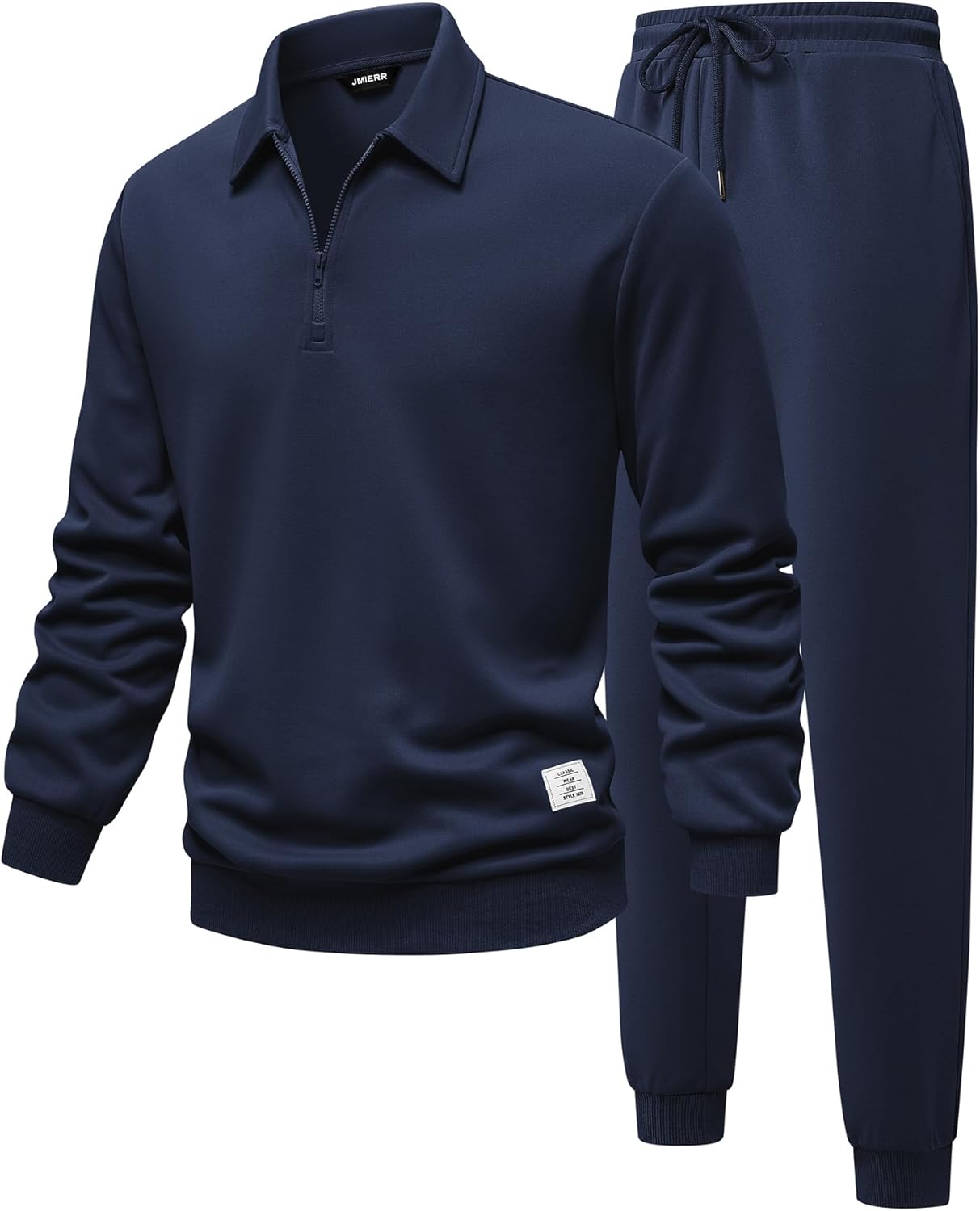 Men's Track Suits 2 Piece Outfits Quarter Zipper Polo Shirt Tracksuit & Joggers Sweatpants Sweatsuit Sets