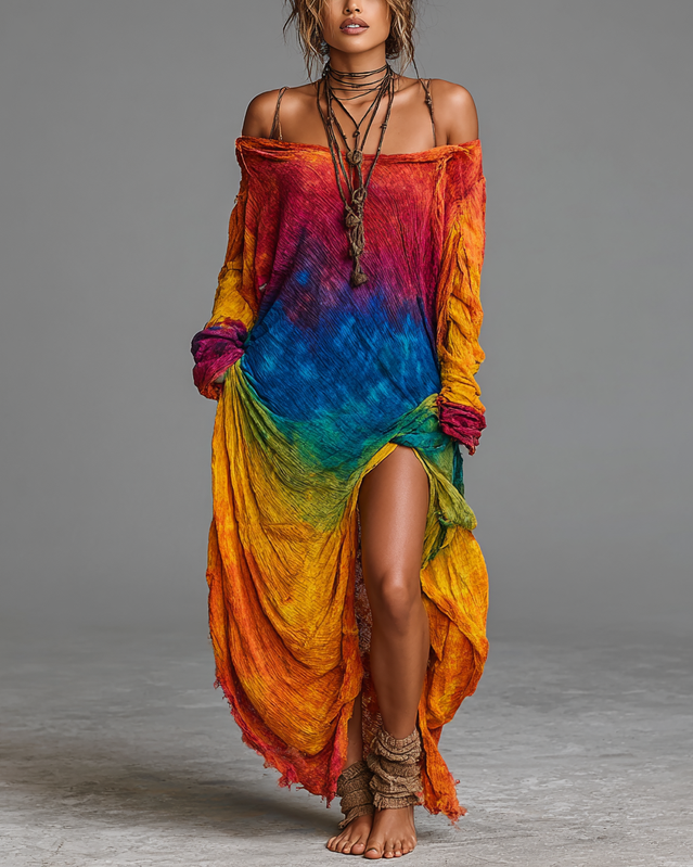 Women's Vibrant Summer Rainbow-Colored Dress 5930