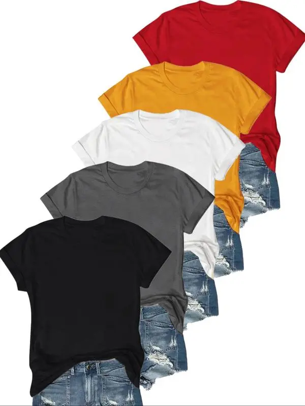 Women's Solid Round Neck Tee