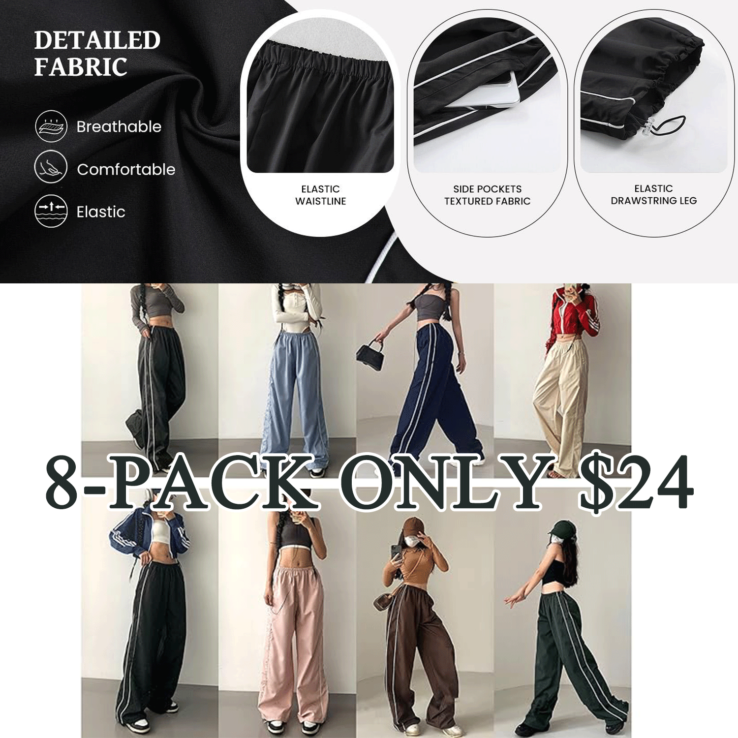 ✨✨ Women’s Parachute Wide‑Leg Baggy Pants – Casual Comfort