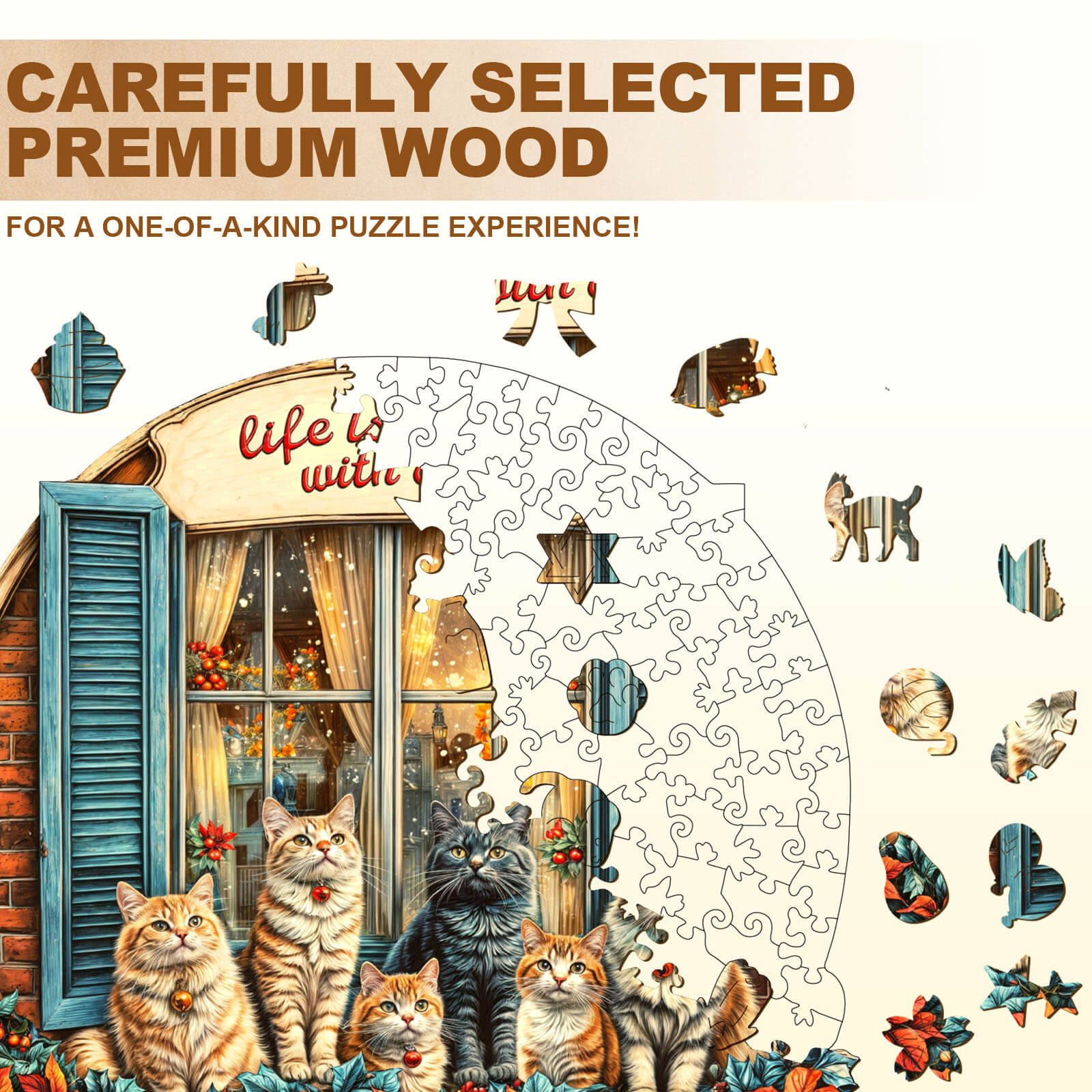 Serenade of Cats Wooden Jigsaw Puzzle
