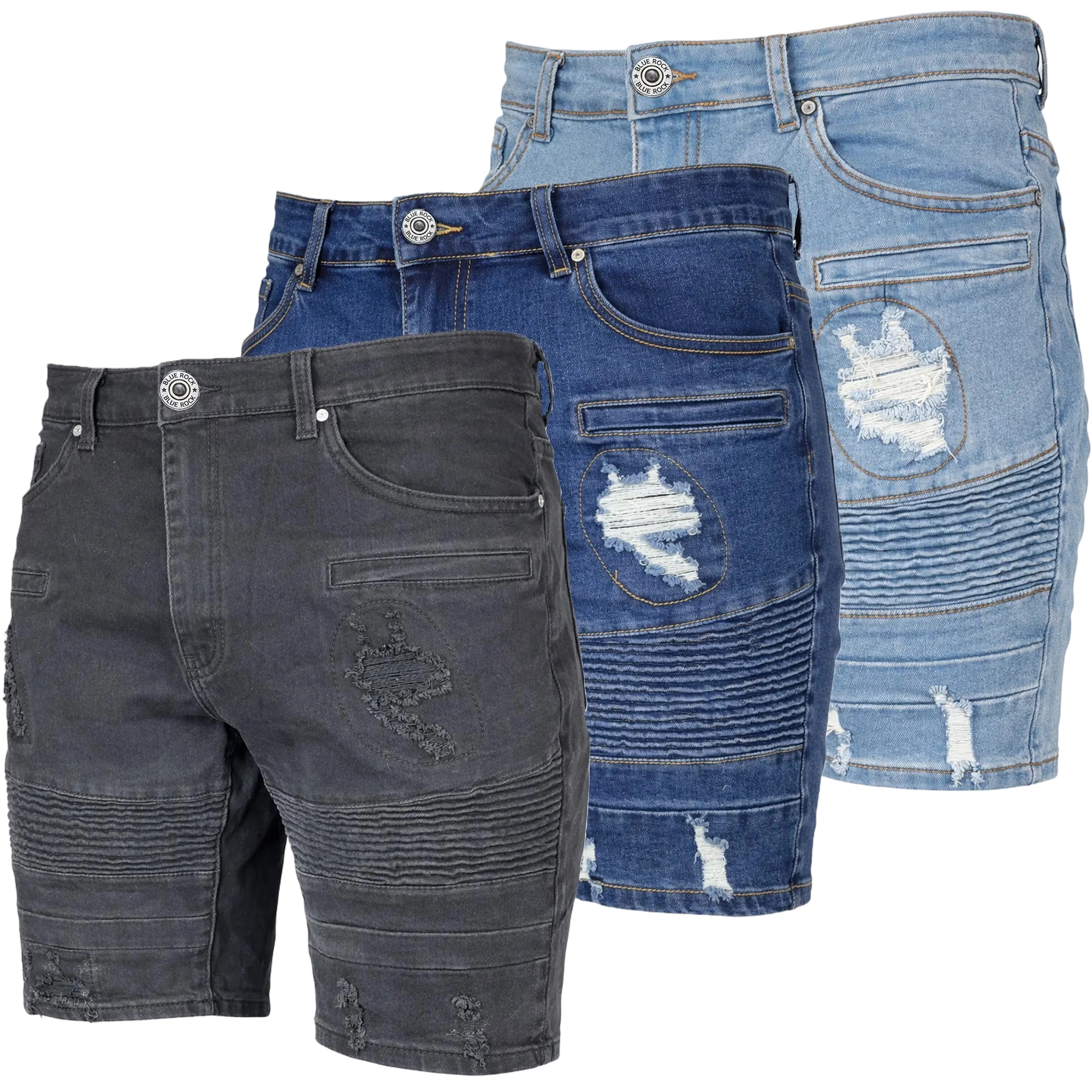 Mens 3 Pack Classic Jean Shorts with Multiple Styles (30-48)