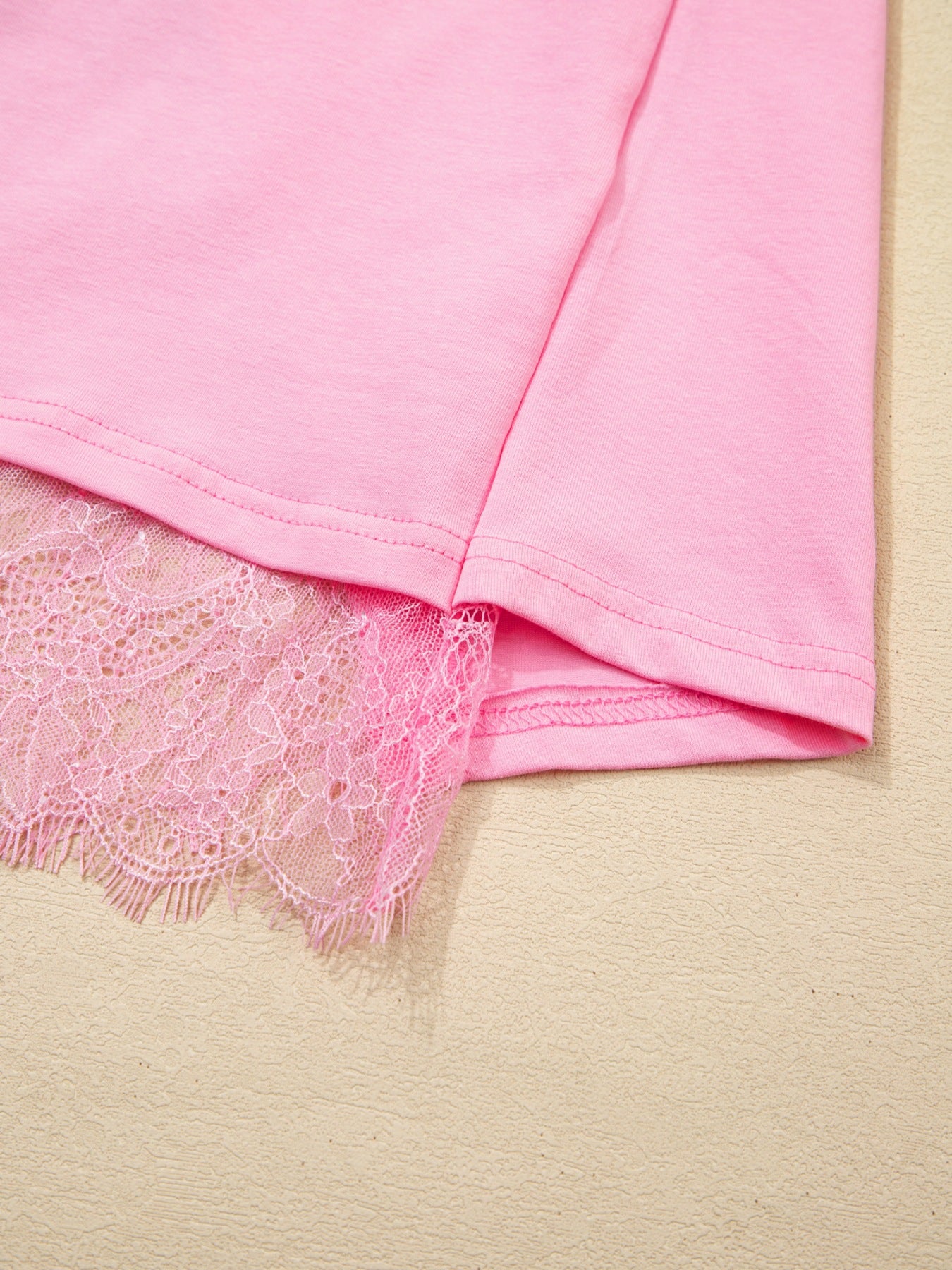 Floral Lace Patchwork Half Sleeve Oversize Tee