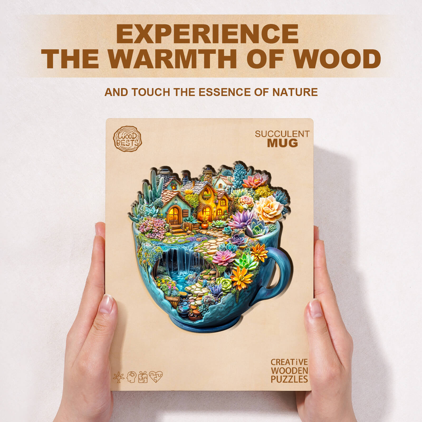 Succulent Mug Wooden Jigsaw Puzzle