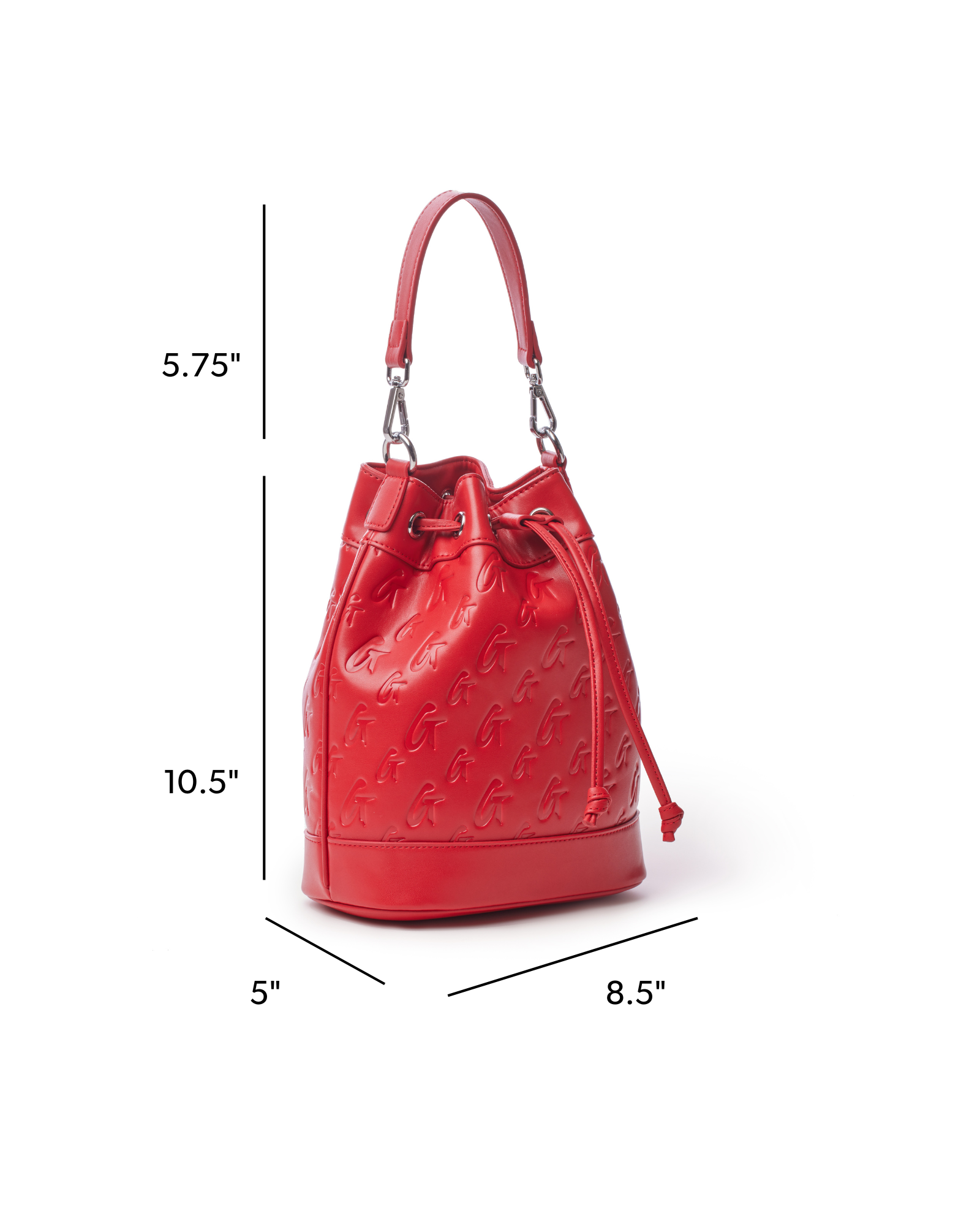 MEDIUM MONOGRAM BUCKET BAG - RED