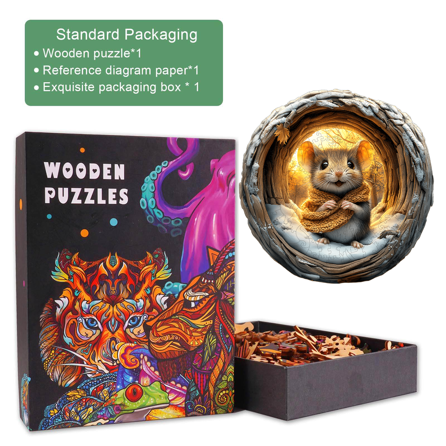 3D Cave Mouse Wooden Jigsaw Puzzle