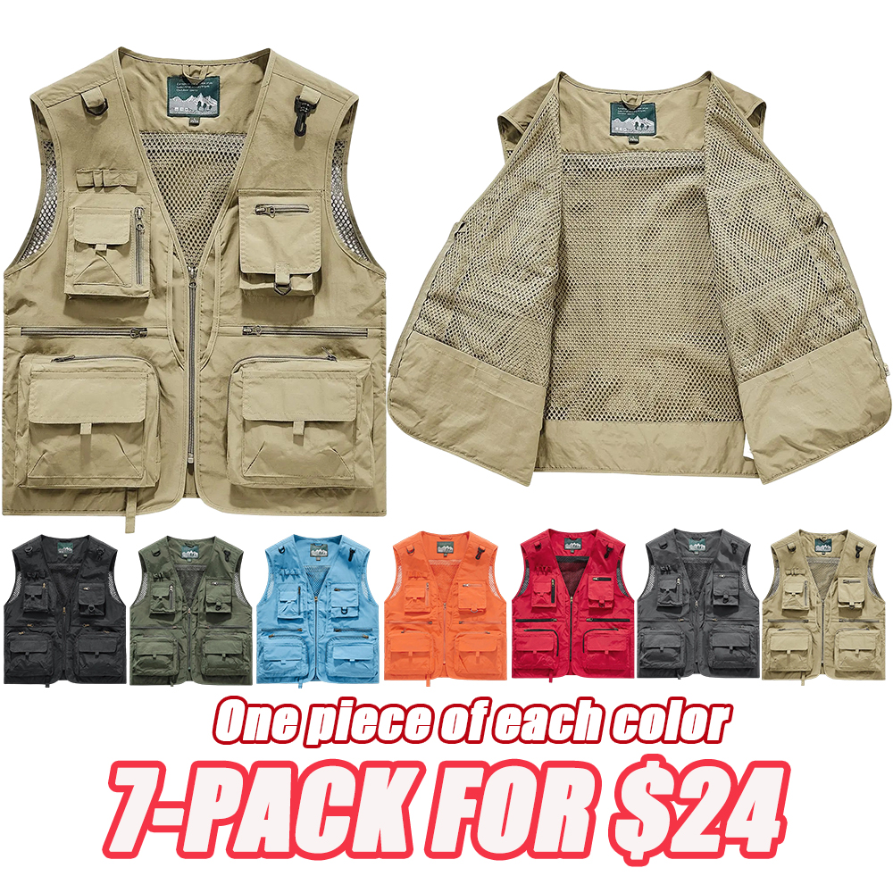 Made from 100% nylon, anti-static design ensures safety (true size). Men’s fashion quick-dry mesh casual outdoor multi-pocket fishing photography vest/work vest jacket with multiple pockets, suitable for outdoor activities.