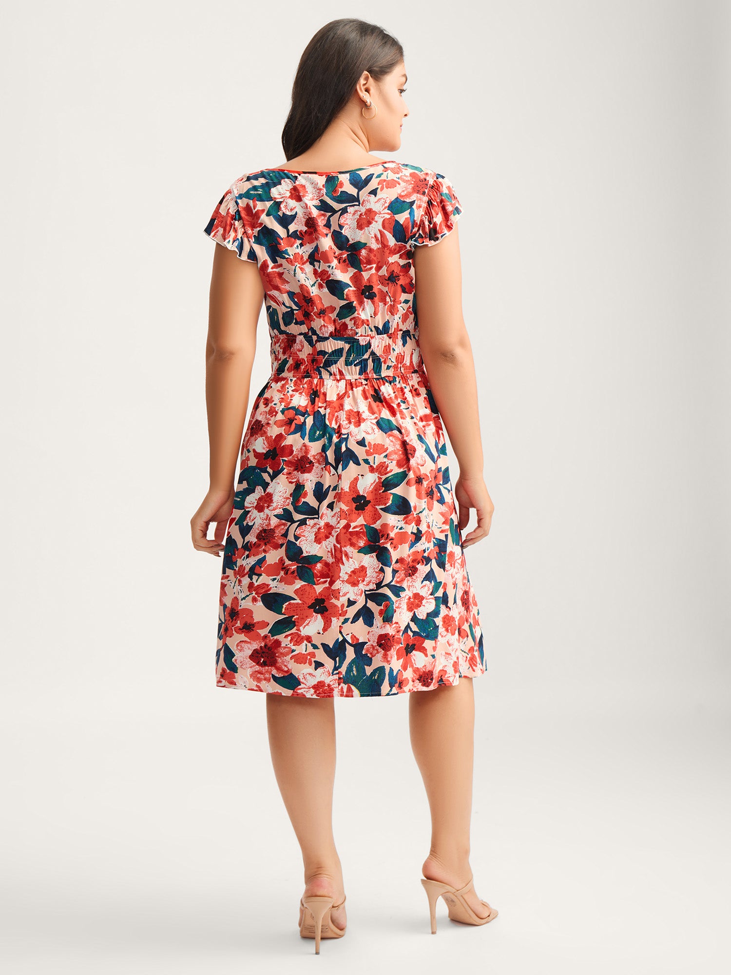 Floral Three-Layered Stretchy Waist Mini Dress