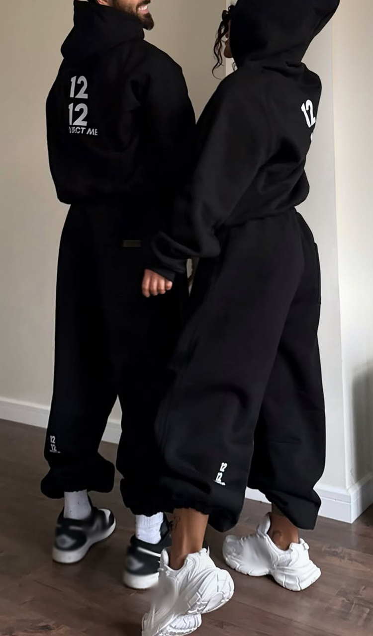 Womens Round Neck Hooded Digital Printed Casual Couple Outfit