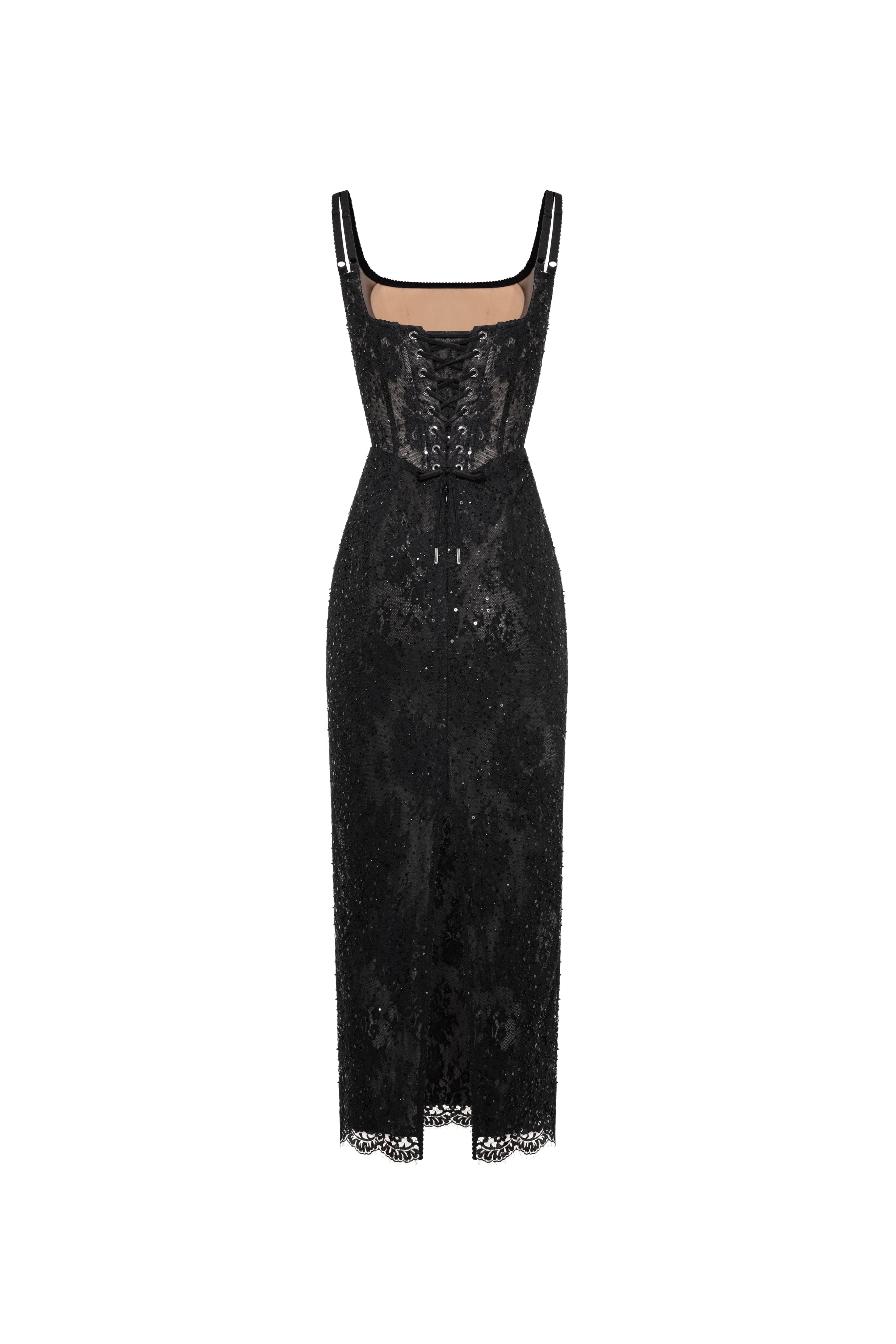 Black lace sequinned dress