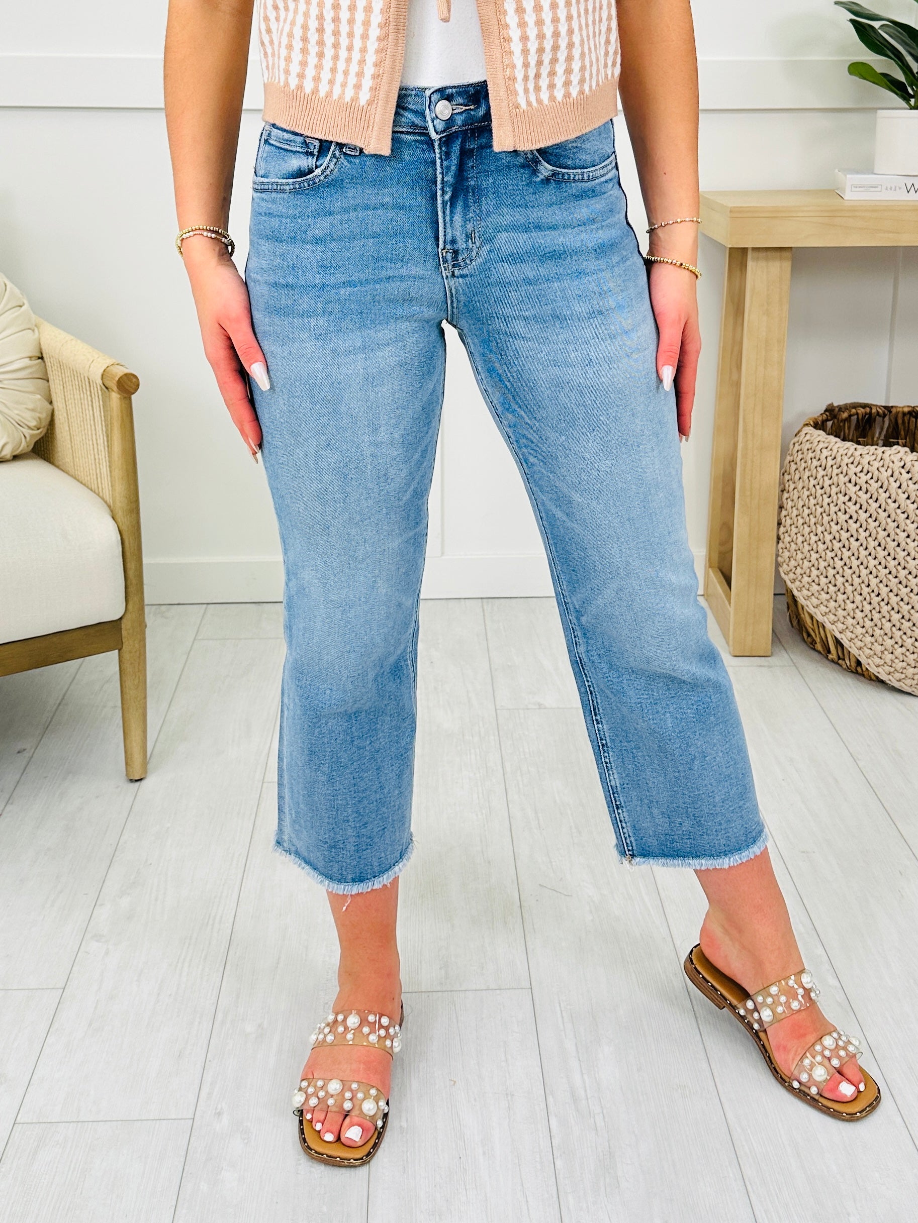 Lovervet A Cut Above Cropped Slim Wide Leg Jeans