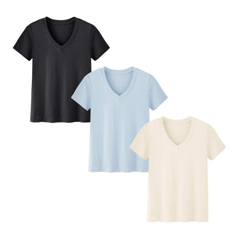 Plus Size Women’s V-Neck T-Shirts – Lightweight Breathable Casual Tops for Summer