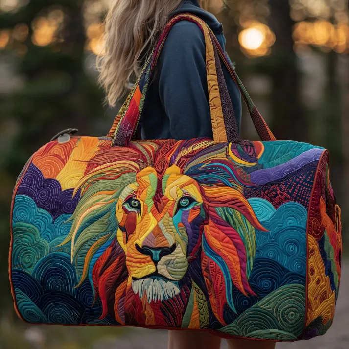 Majestic Lion Quilted Duffle Bag 🦁🎒