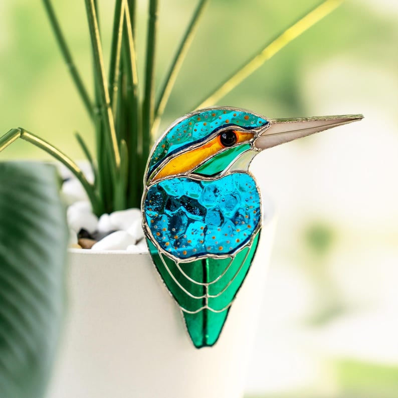 Stained Glass Kingfisher Suncatcher Decoration