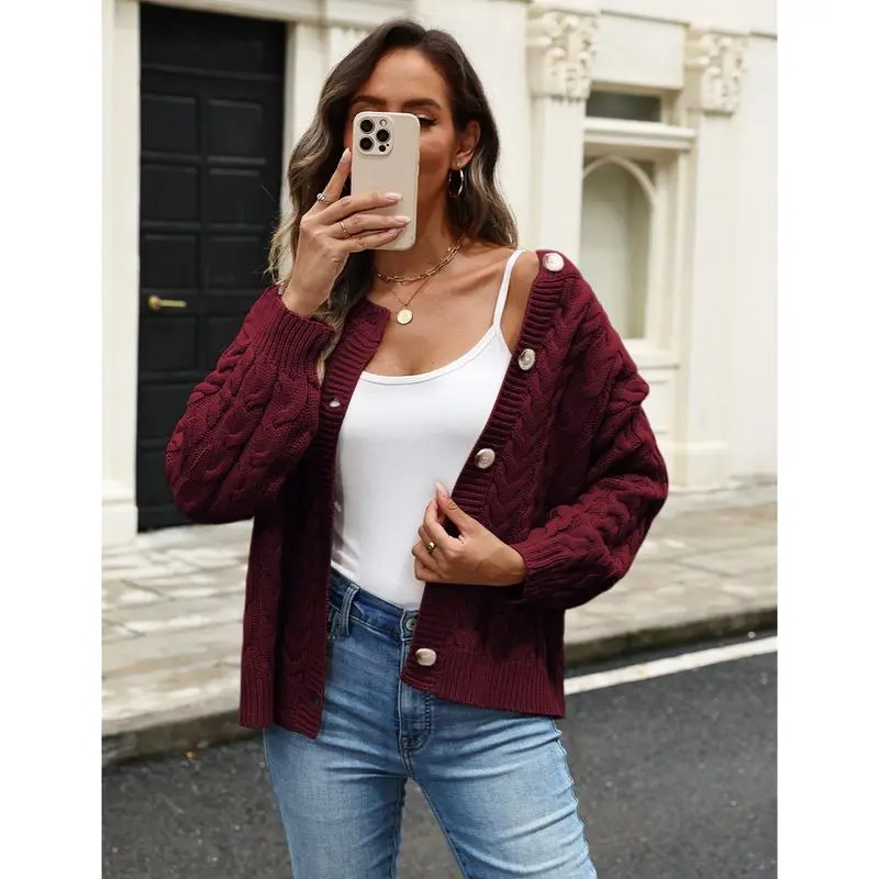 Casual Cable Knit Cardigan Sweaters for Women