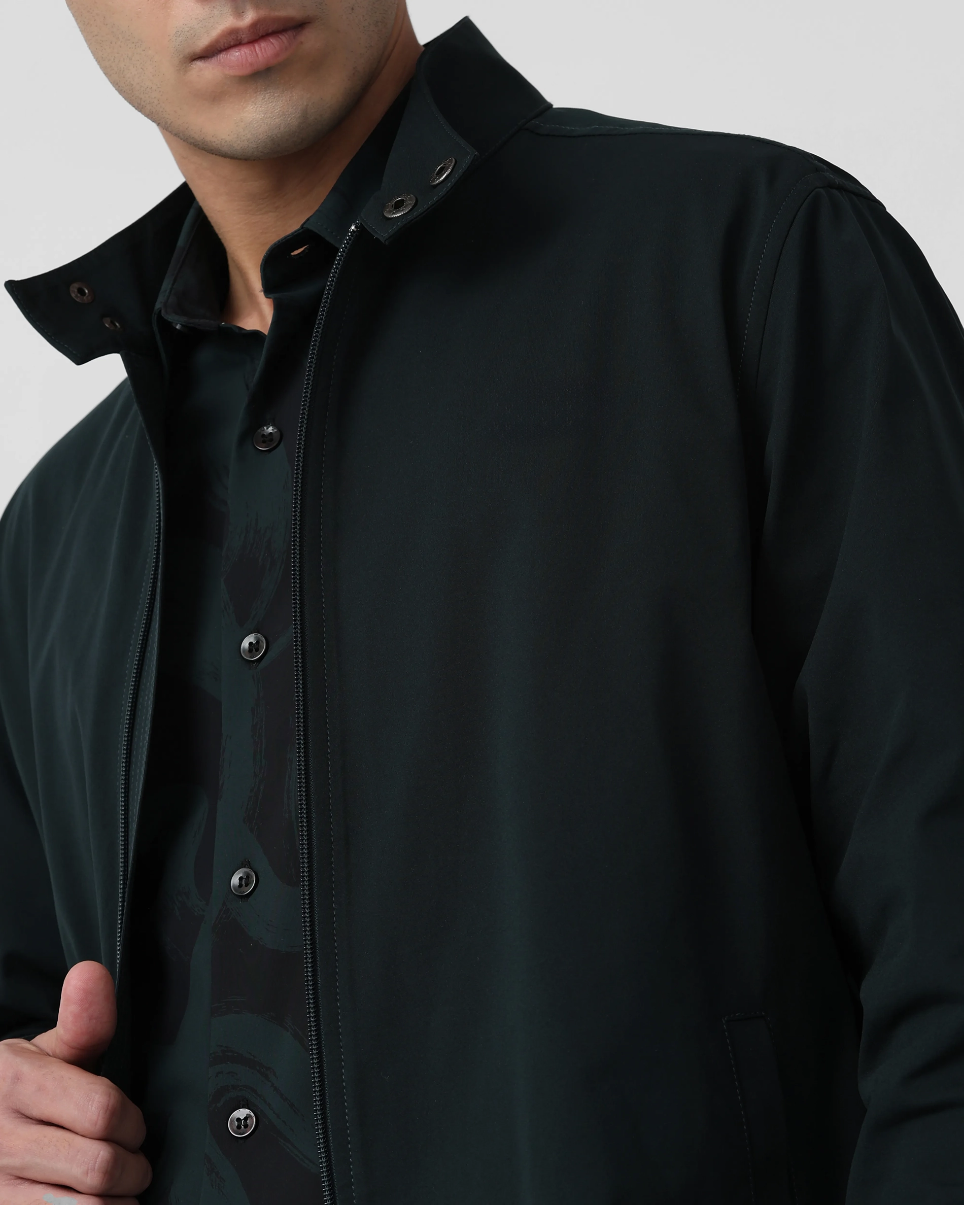 Versatile Comfortable Slim-Fit Green Jacket