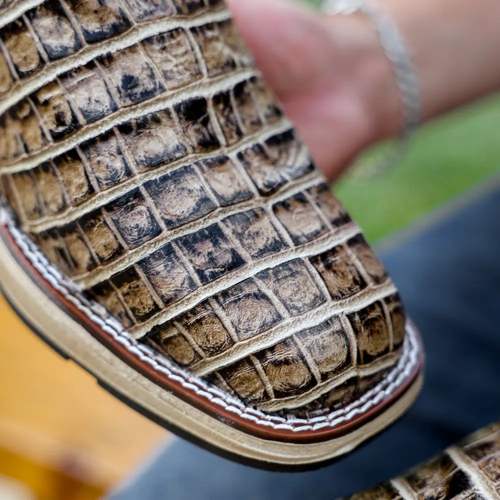 Desert Caiman Belly Leather Boots With 3D Lightweight Sole - Composite Toe