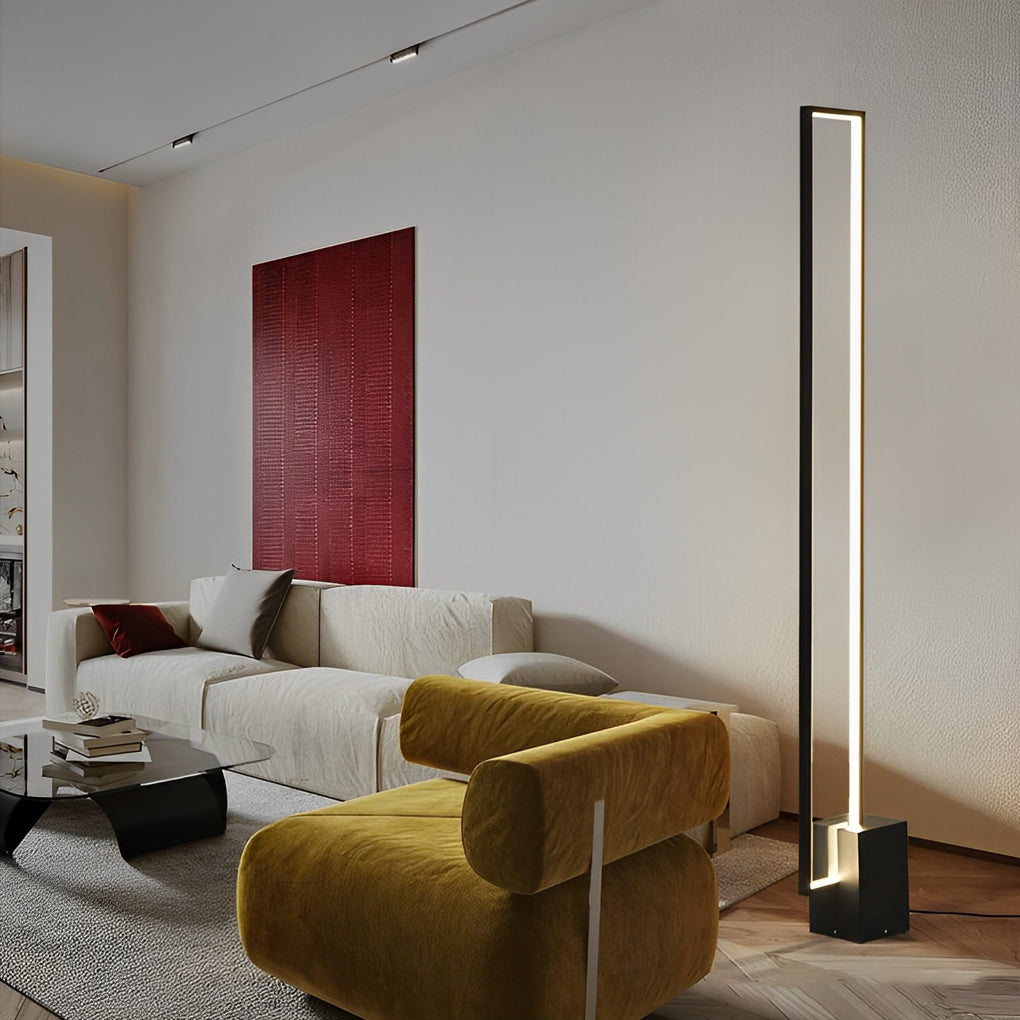 Rectangular Minimalist Stepless Dimming LED Black Nordic Floor Lamp