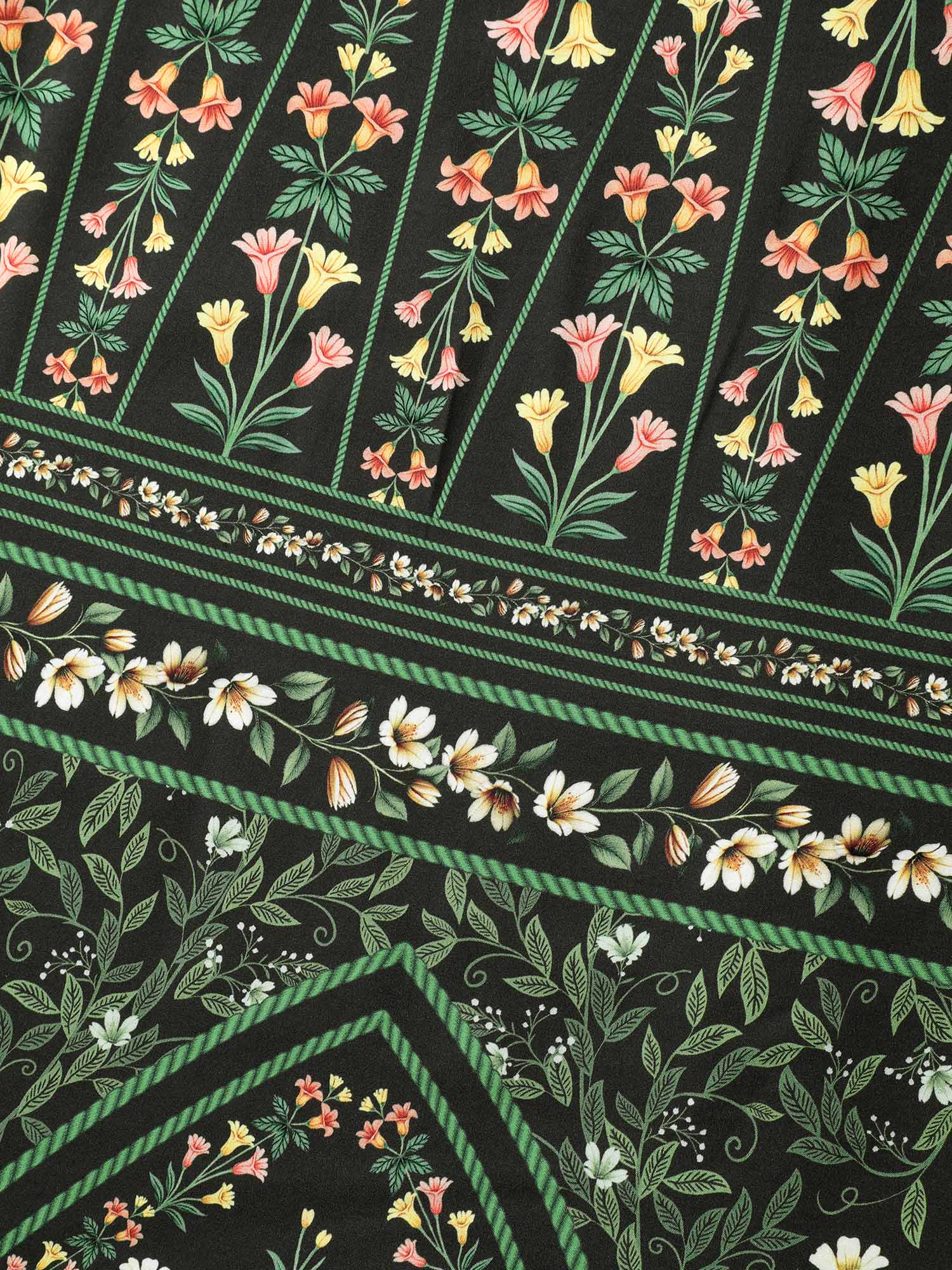 Rayon Garden Fresh Ruffled Sleeve Midi Dress