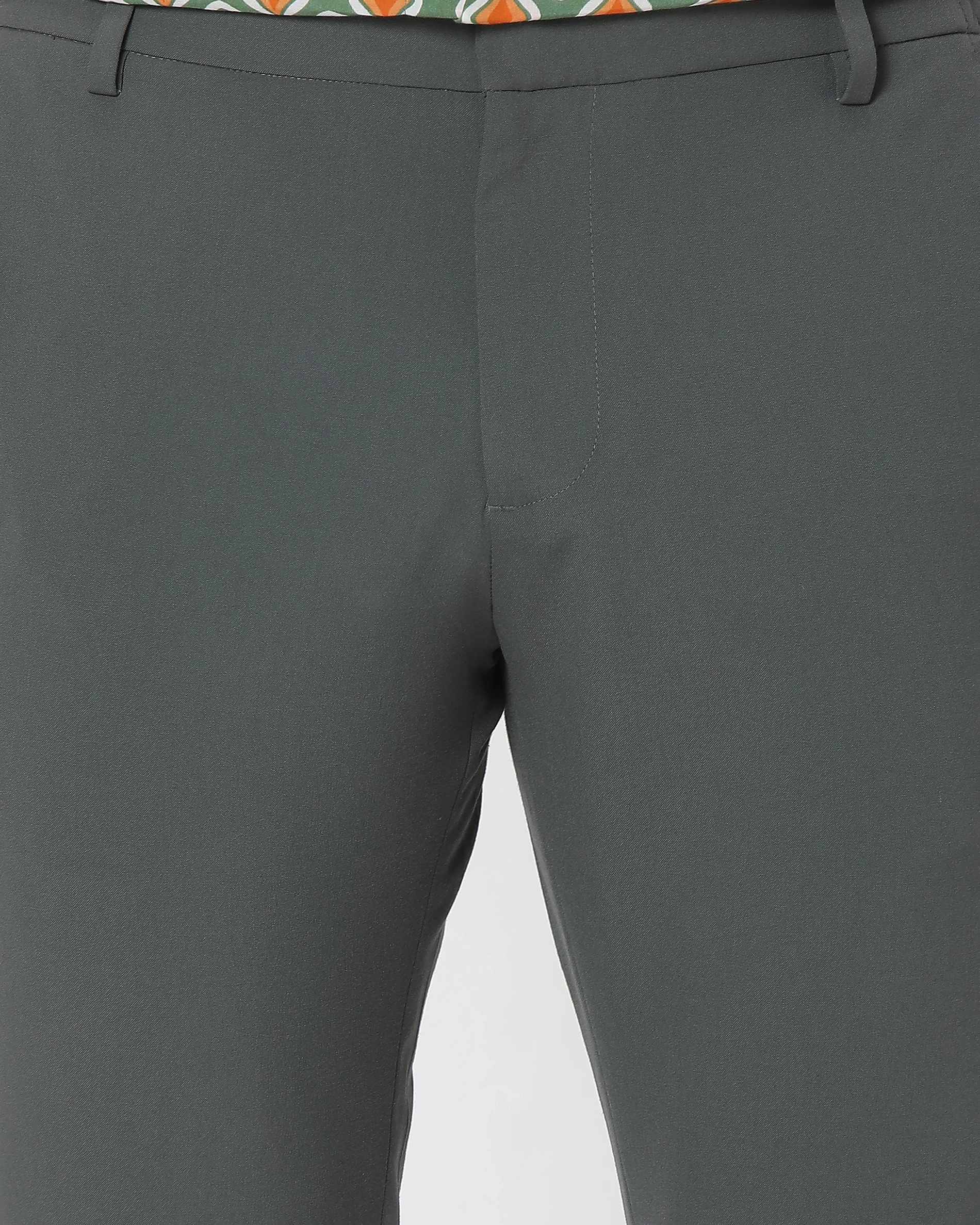 Classic Versatile Soft Slim-Fit Straight-Leg Olive Trousers