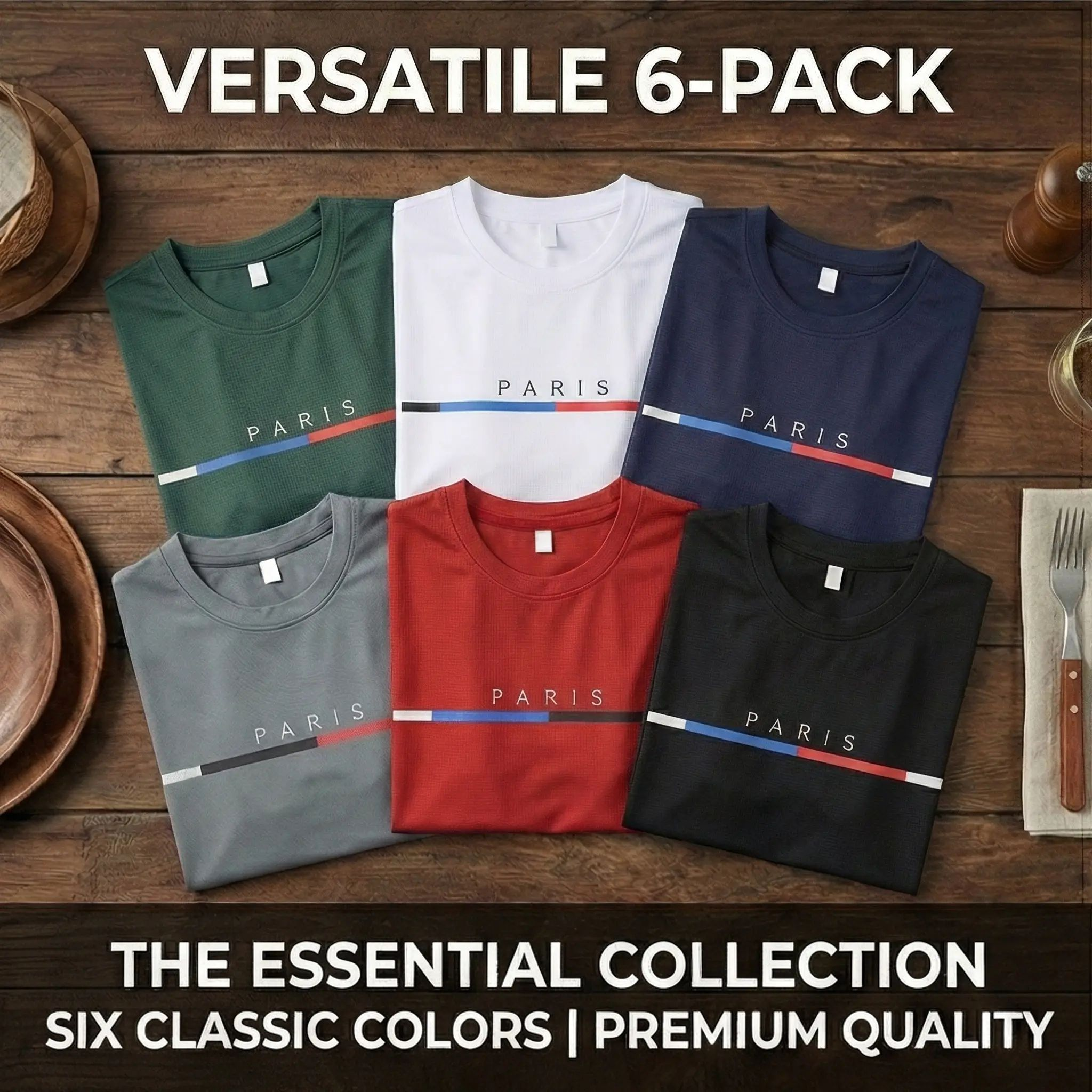 Men's 6-Pack Graphic Tees Short Sleeves Moisture Wicking Quick-Dry Athletic Cut Soft Tops for Summer Training & Running Value Set