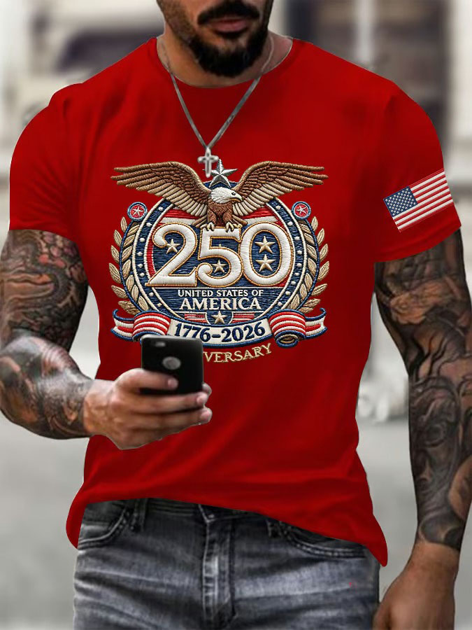 Men'S American Flag Commemorative 250Th Anniversary Classic Pattern Short Sleeve T-Shirt