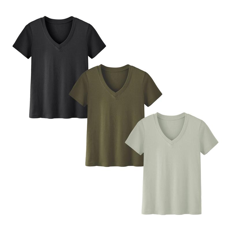 Plus Size Women’s V-Neck T-Shirts – Lightweight Breathable Casual Tops for Summer