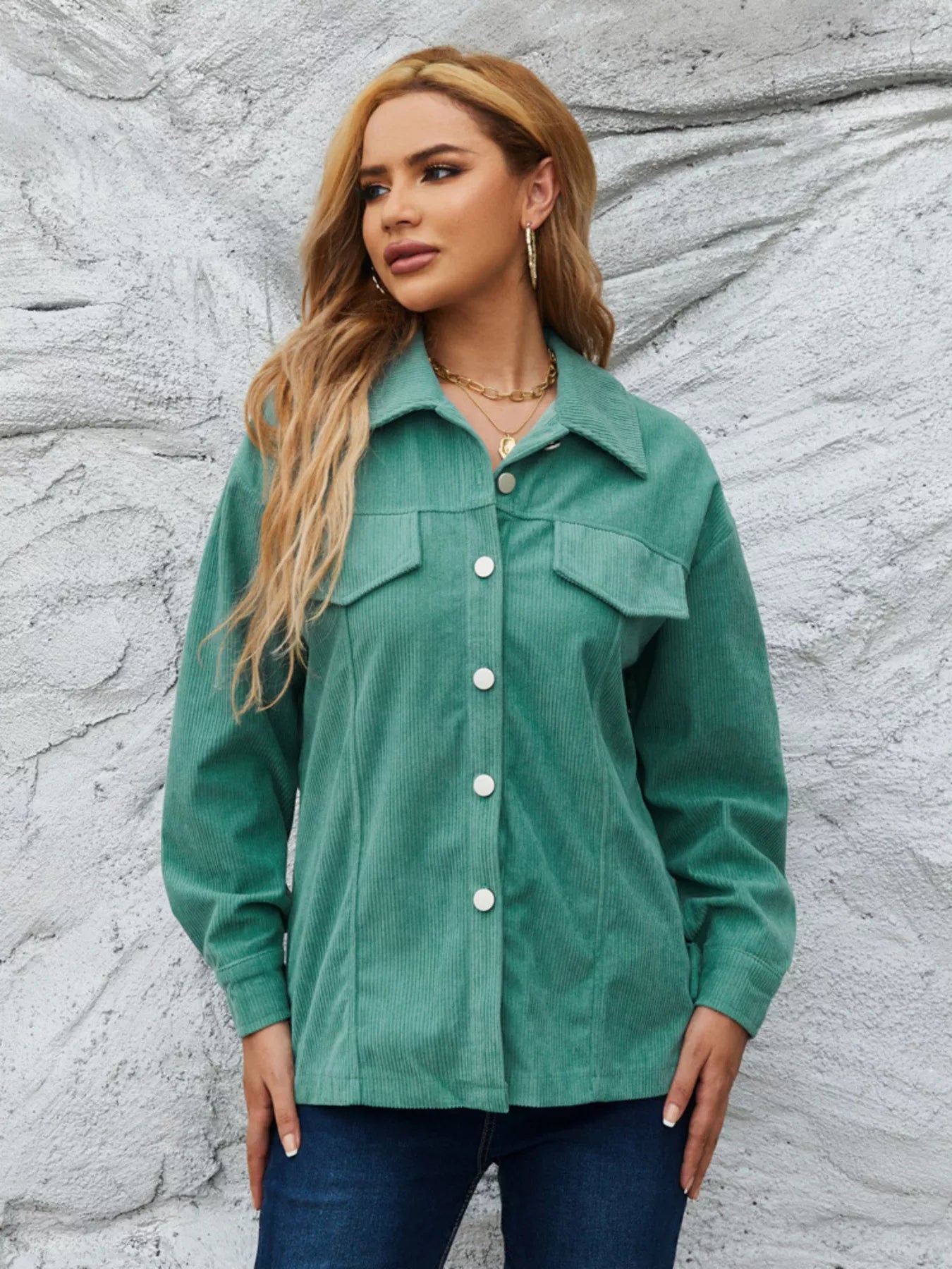 Casual Corduroy Button-Down Jacket