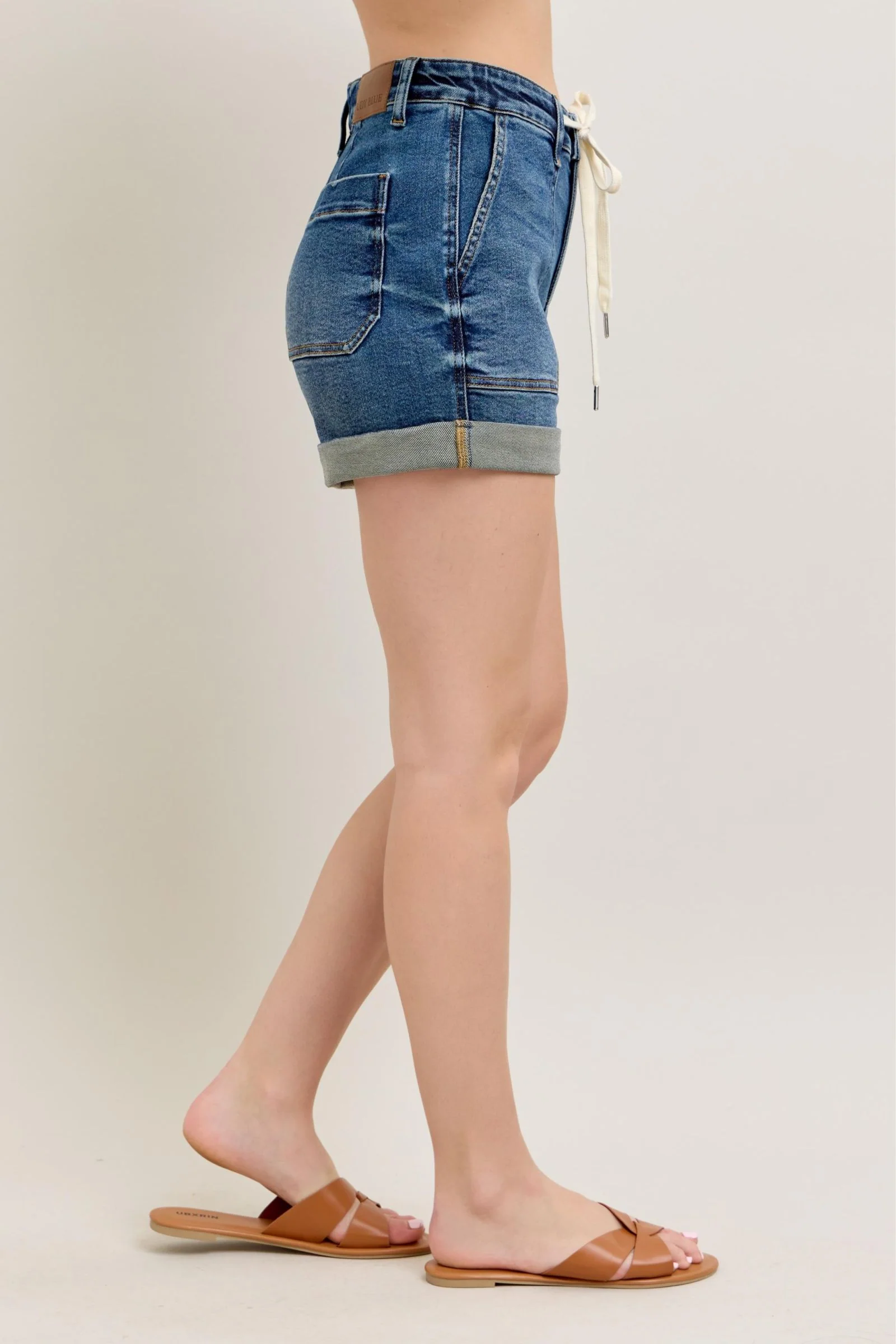 High Rise Cuff Denim Shorts