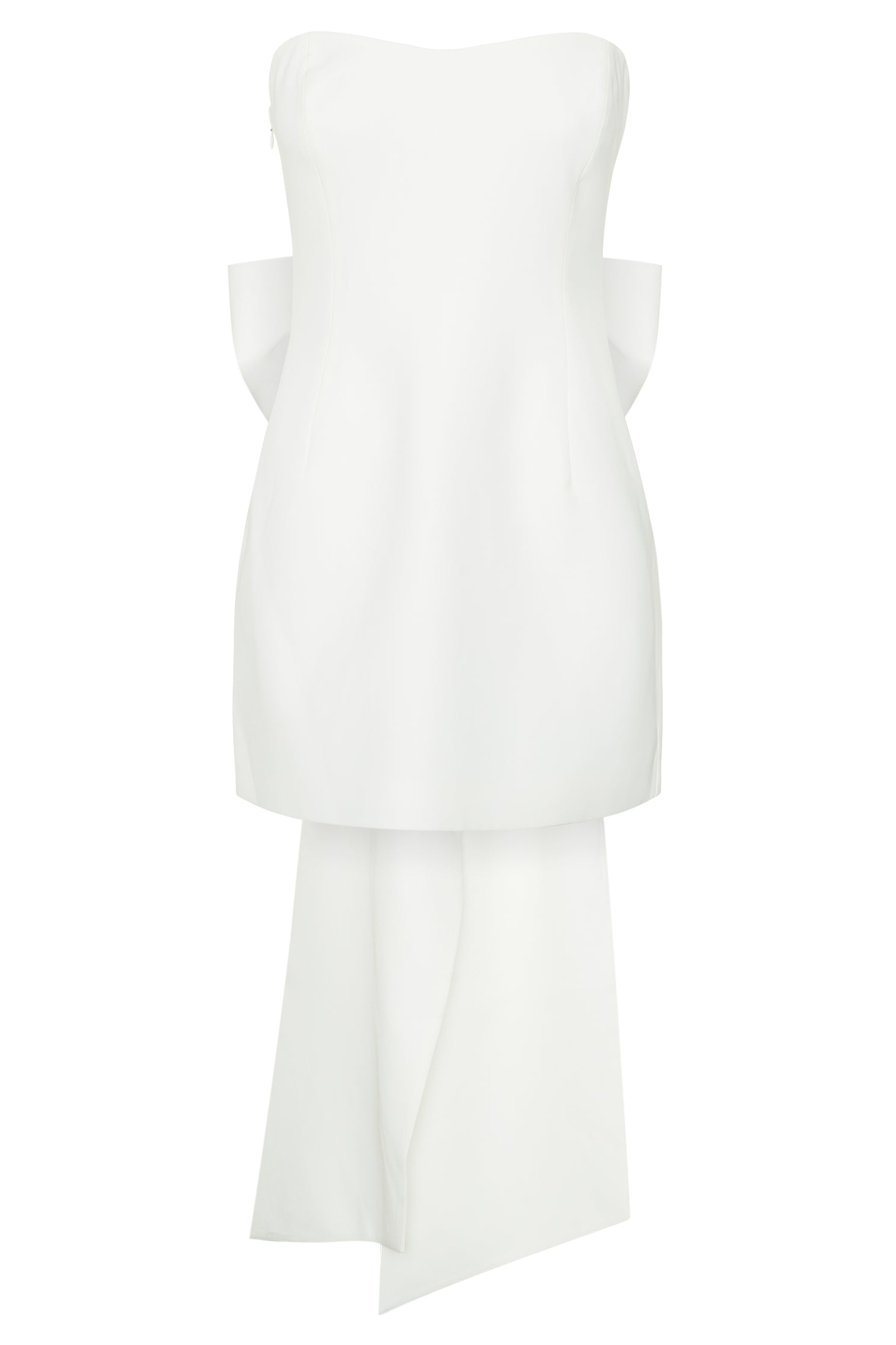 White Strapless Bow Mini Dress