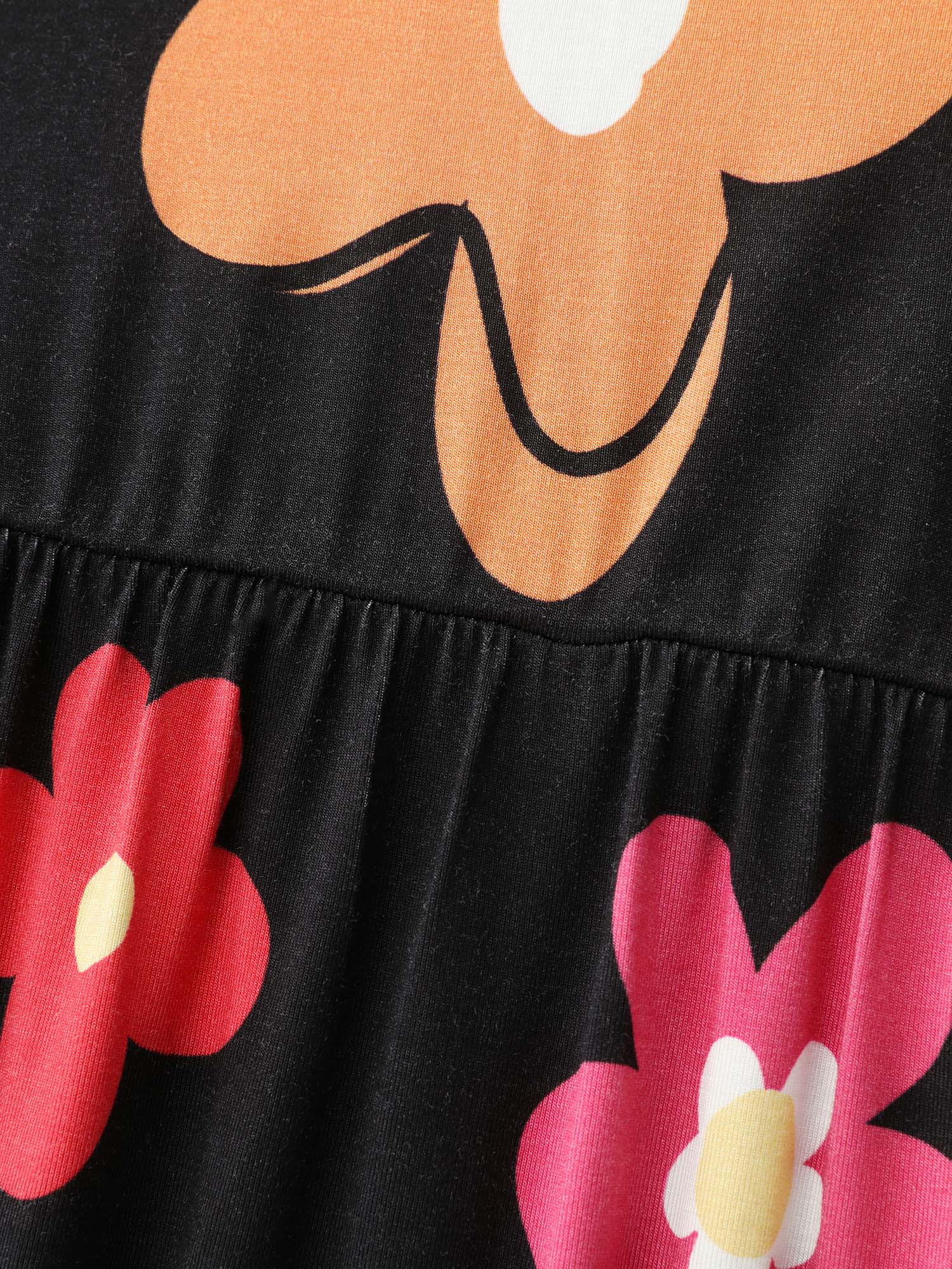 Bright Floral Print Flutter Sleeve Midi Dress