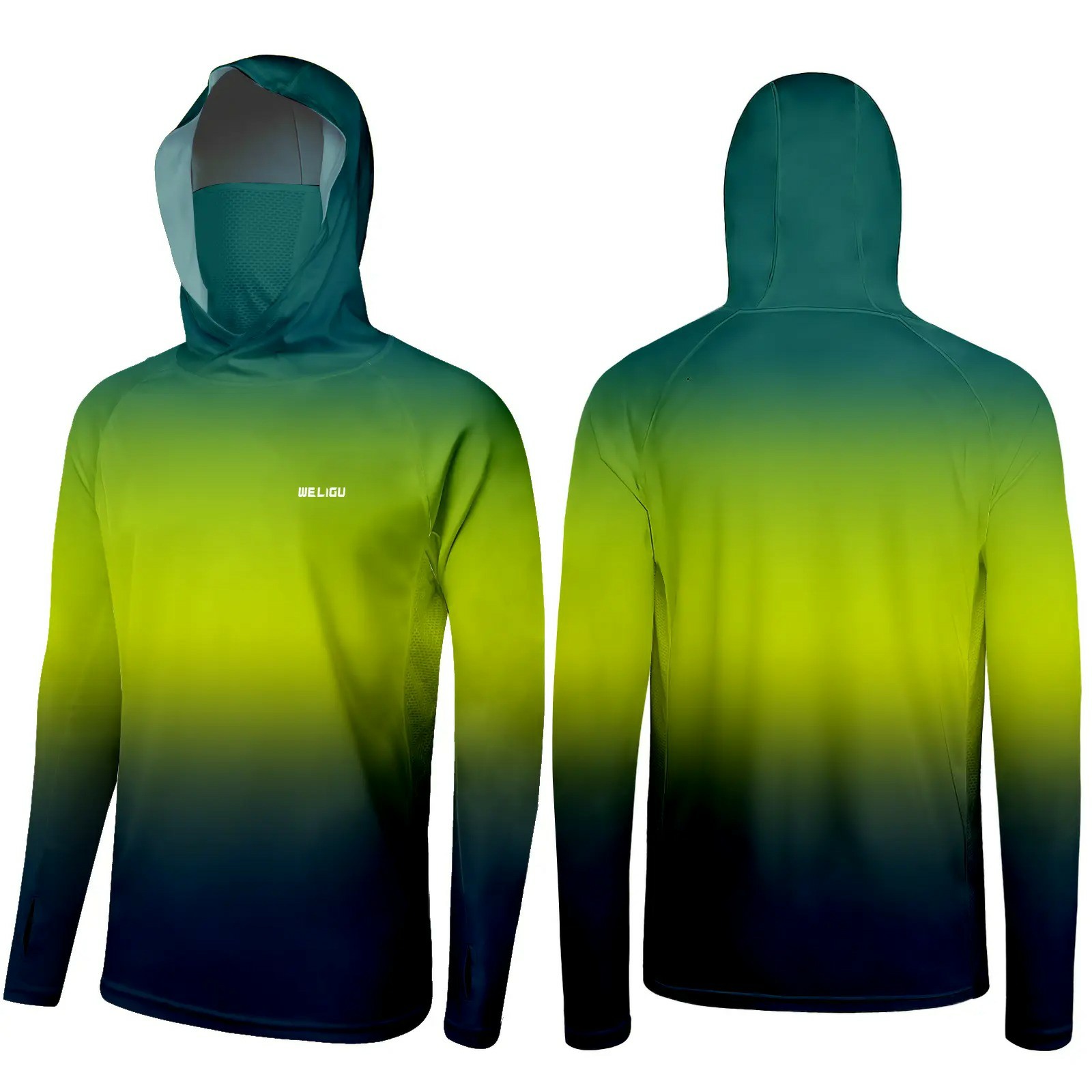 Men's UPF 50+ Sun Protection Hoodie with Face Mask & Neck Gaiter